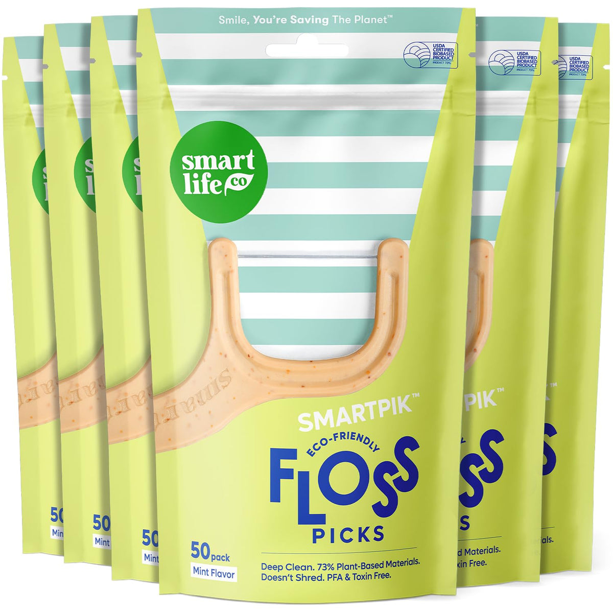 SmartLifeco floss picks made from straw-wheat material