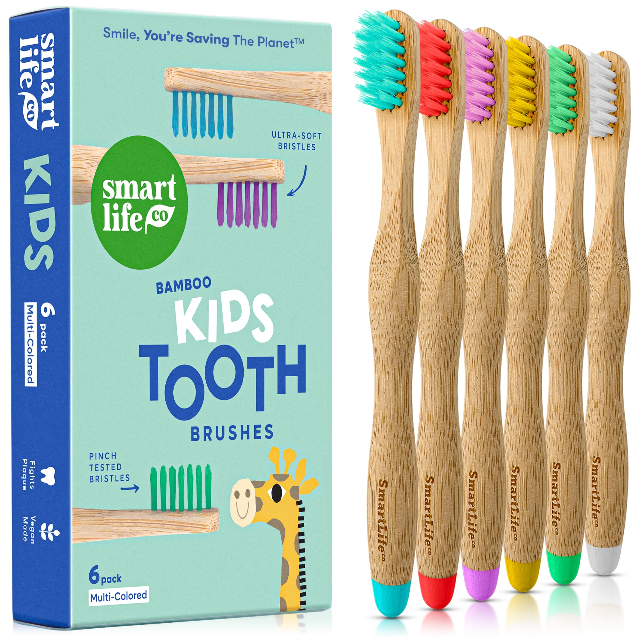 SmartLifeco Kids Bamboo Toothbrushes 6-pack cover image
