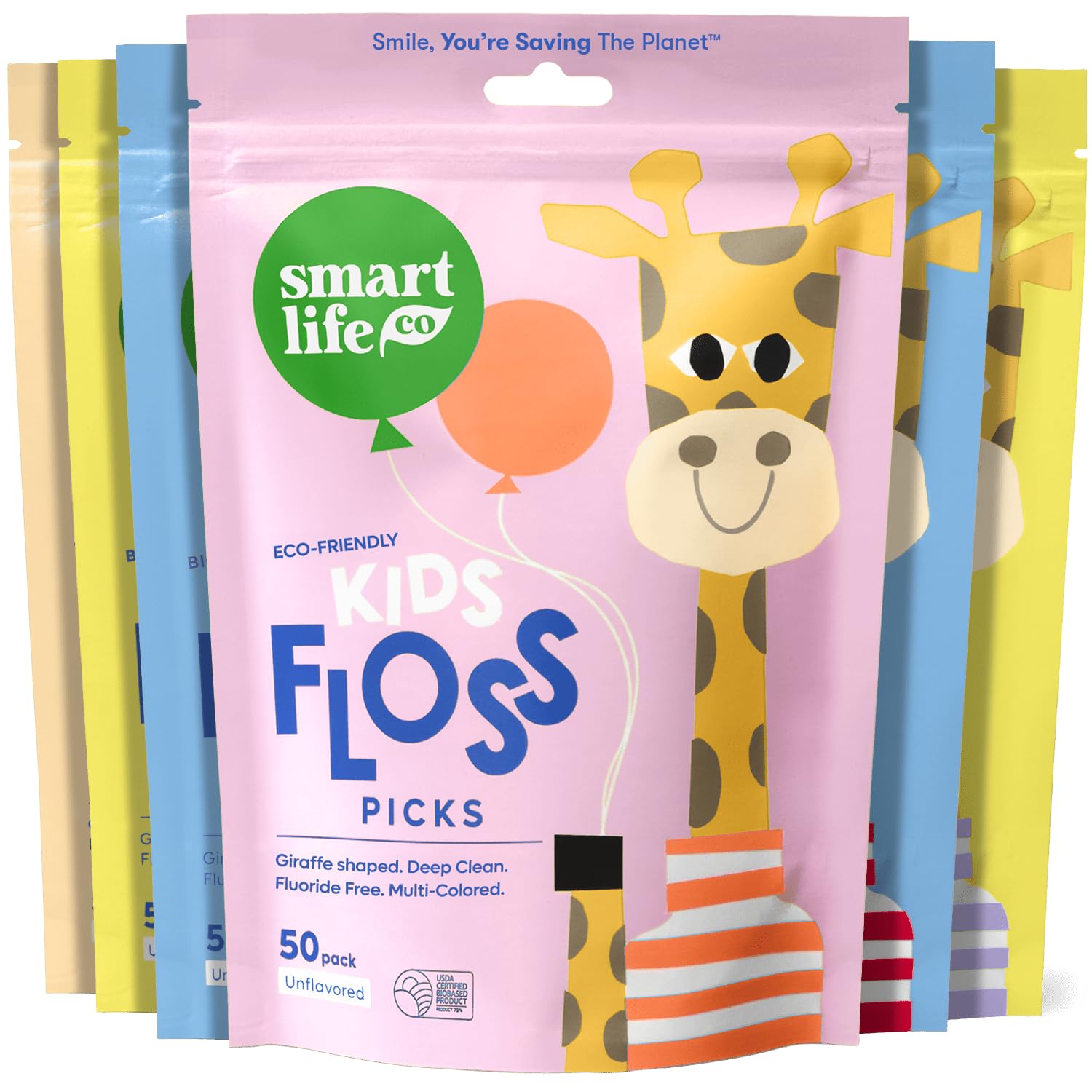 SmartLifeco biodegradable kids flossers with straw-wheat design and animal shapes for children