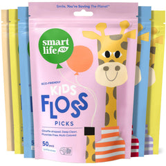 SmartLifeco biodegradable kids flossers with straw-wheat design and animal shapes for children