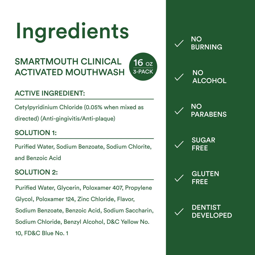 SmartMouth logo and product name on bottle