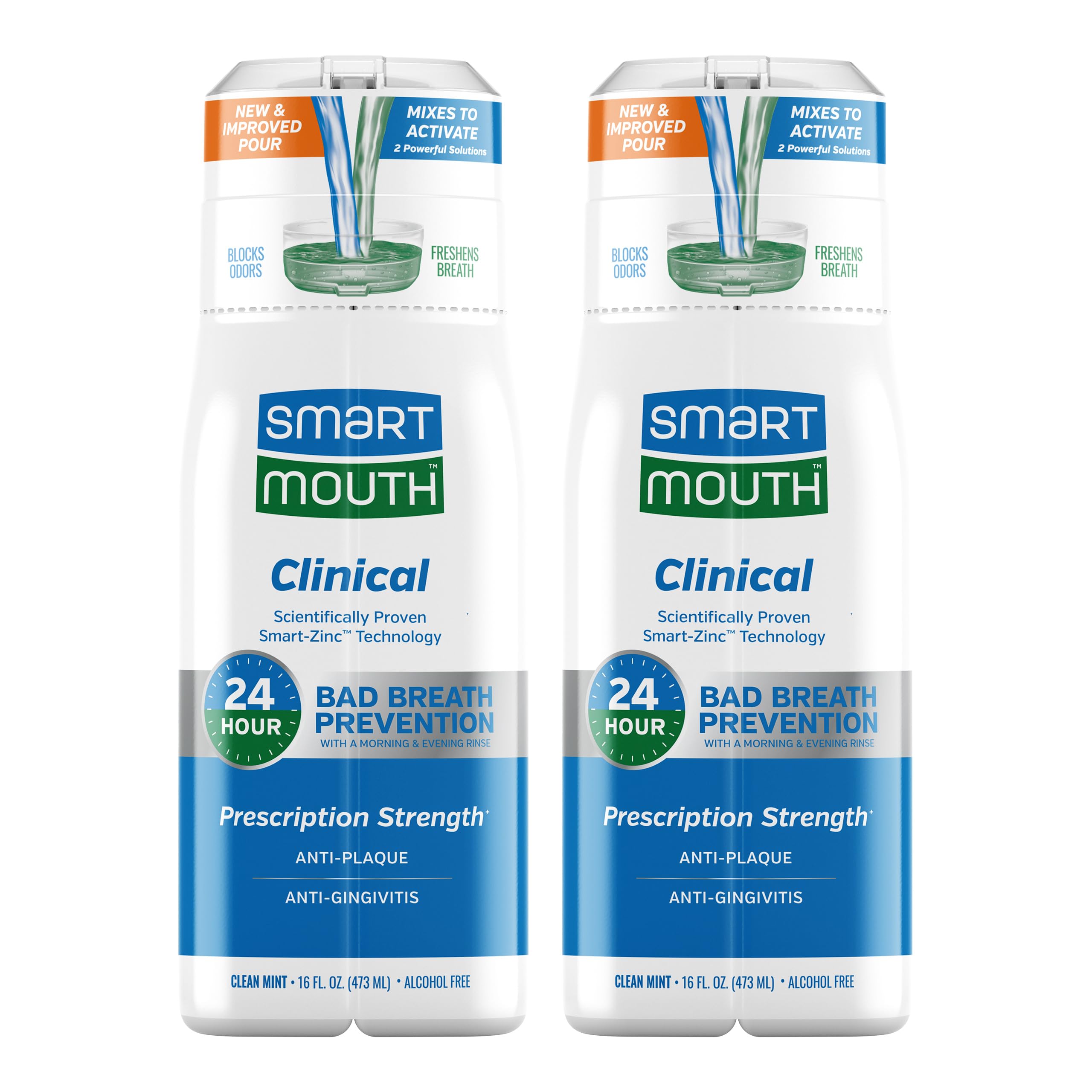 SmartMouth DDS Activated Clinical Mouthwash 16oz 2-pack front view