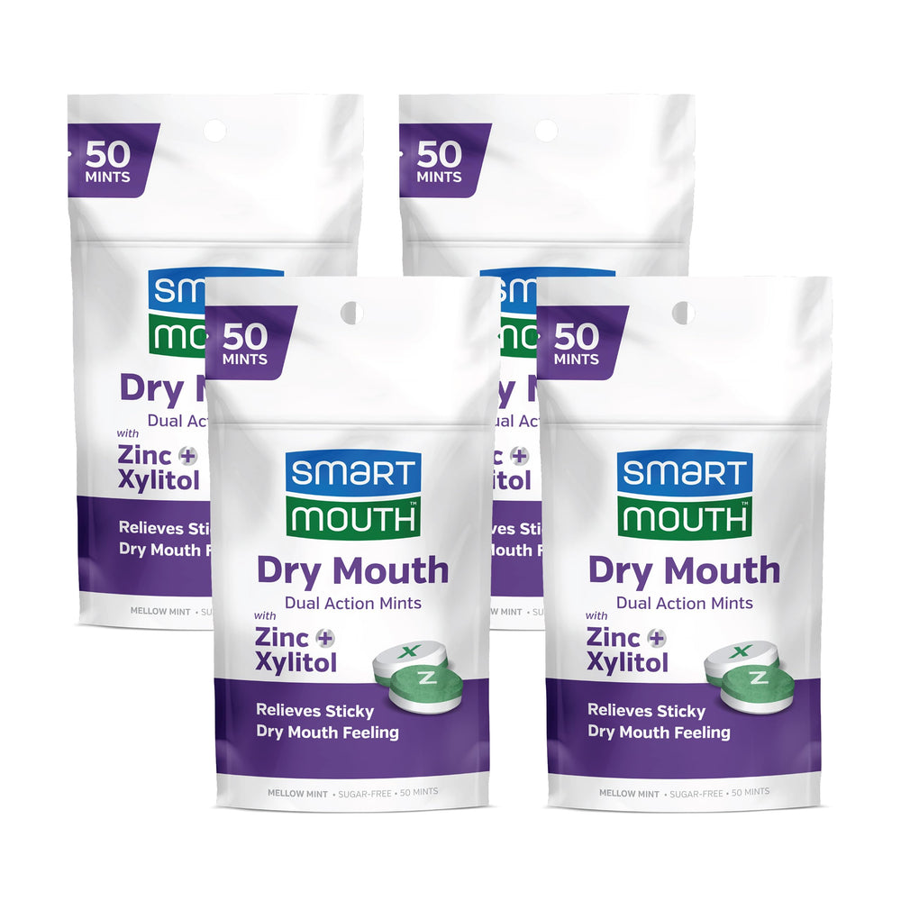 SmartMouth Dry Mouth Dual-Action Mints Mellow Mint packaging front