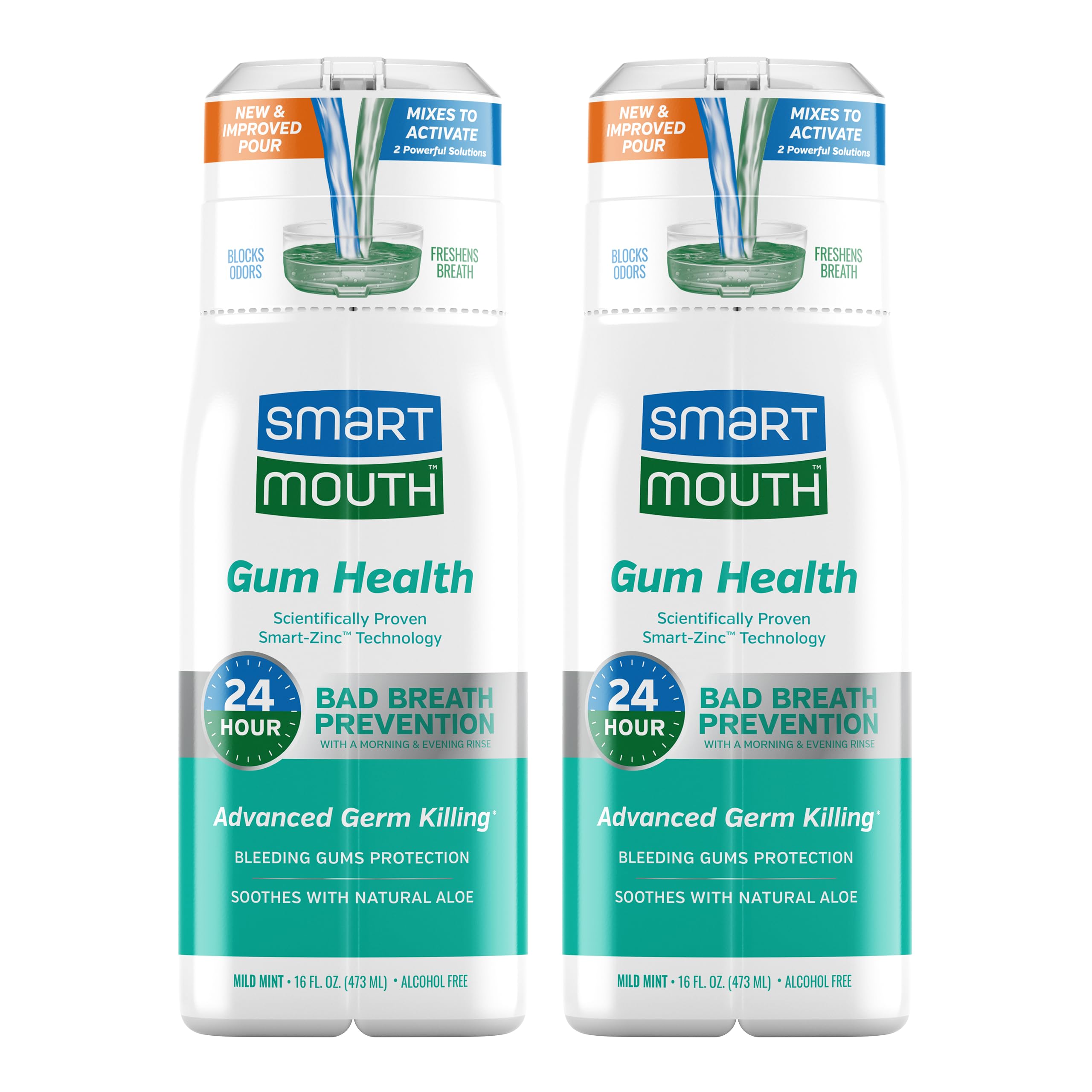 SmartMouth Gum Health Zinc Activated Breath Rinse 16oz bottle front view
