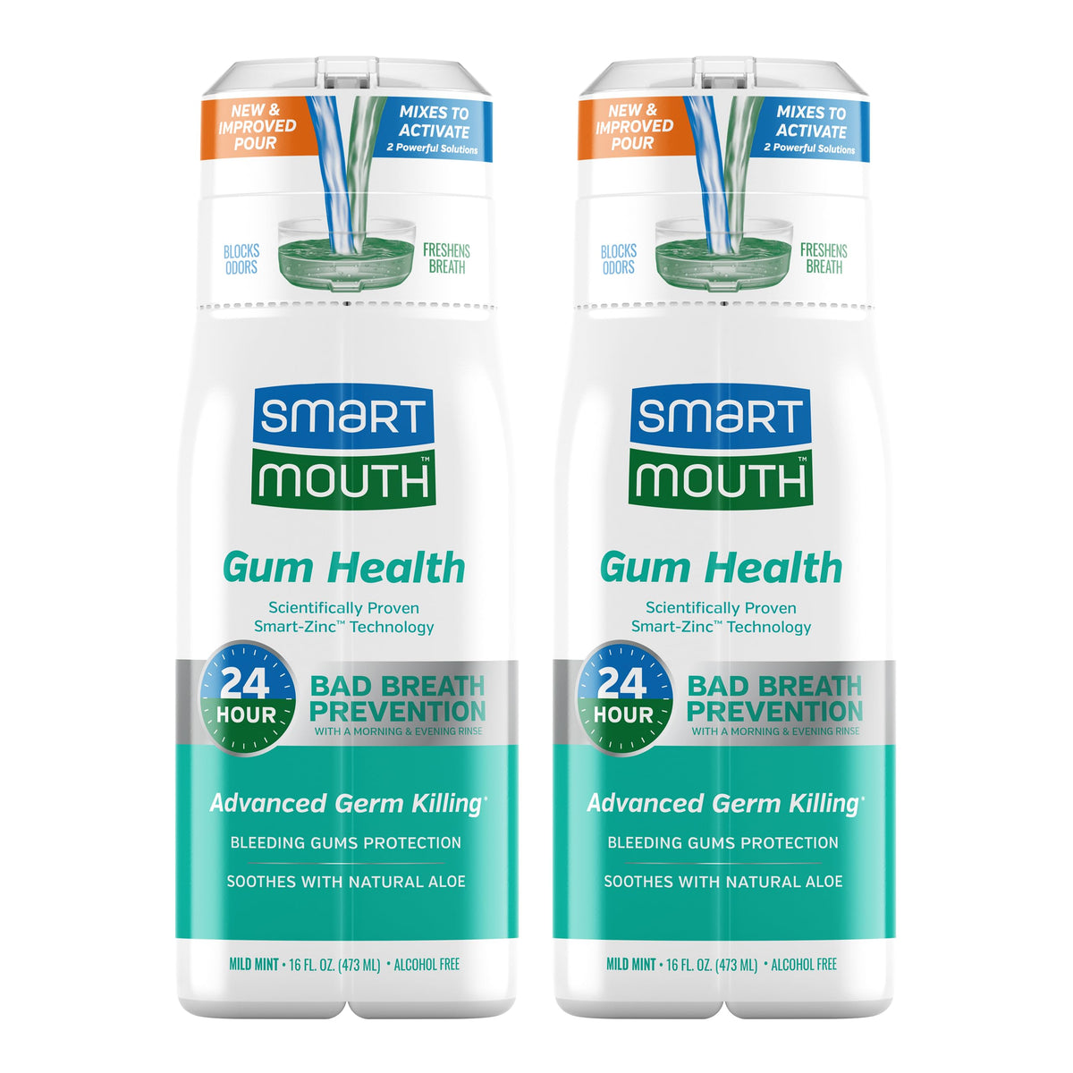 SmartMouth Gum Health Zinc Activated Breath Rinse 16oz bottle front view