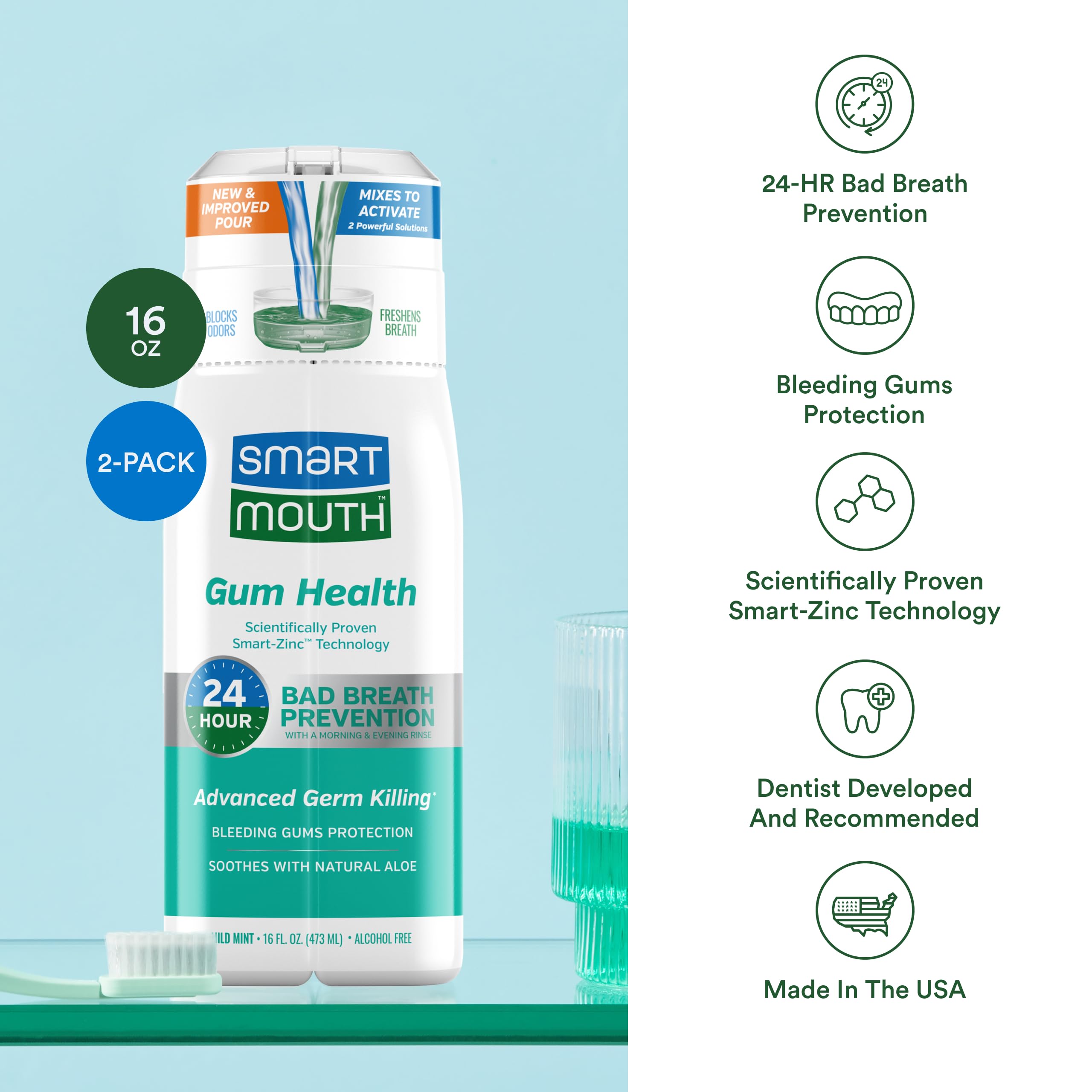 Minty mouthwash splash representing freshness