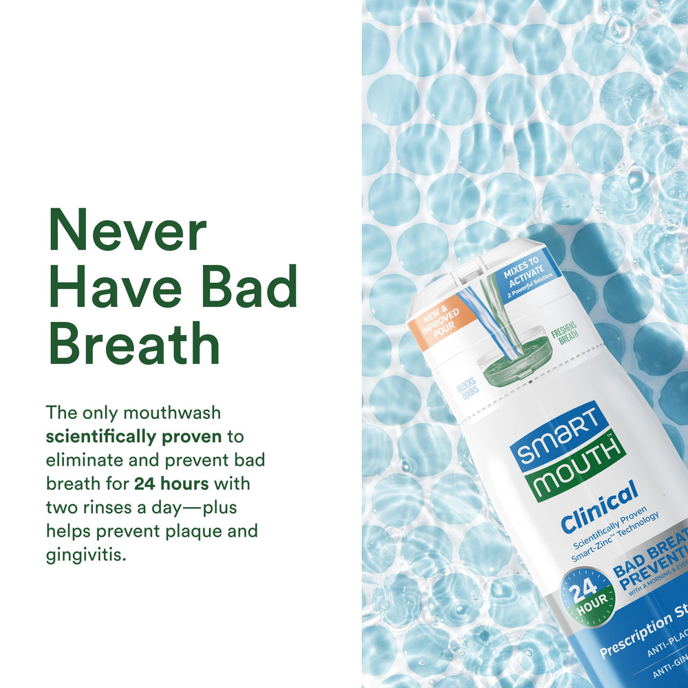Mint-flavor SmartMouth mouthwash 32oz bottle with mint accents