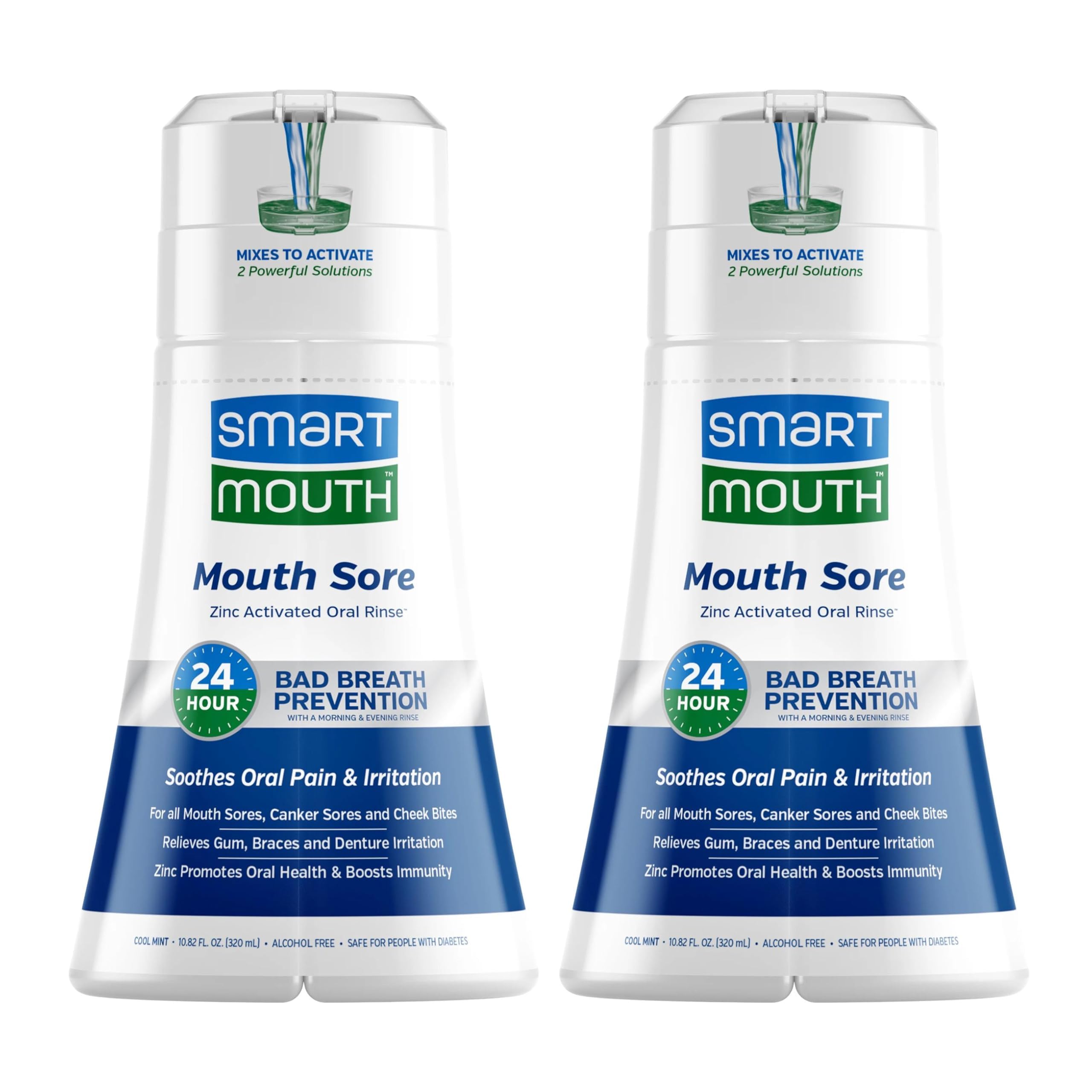Hero image: SmartMouth Mouth Sore Zinc Activated Oral Rinse 10.82oz 2-pack