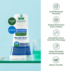 Side view of the SmartMouth Mouth Sore Zinc Activated Oral Rinse bottle
