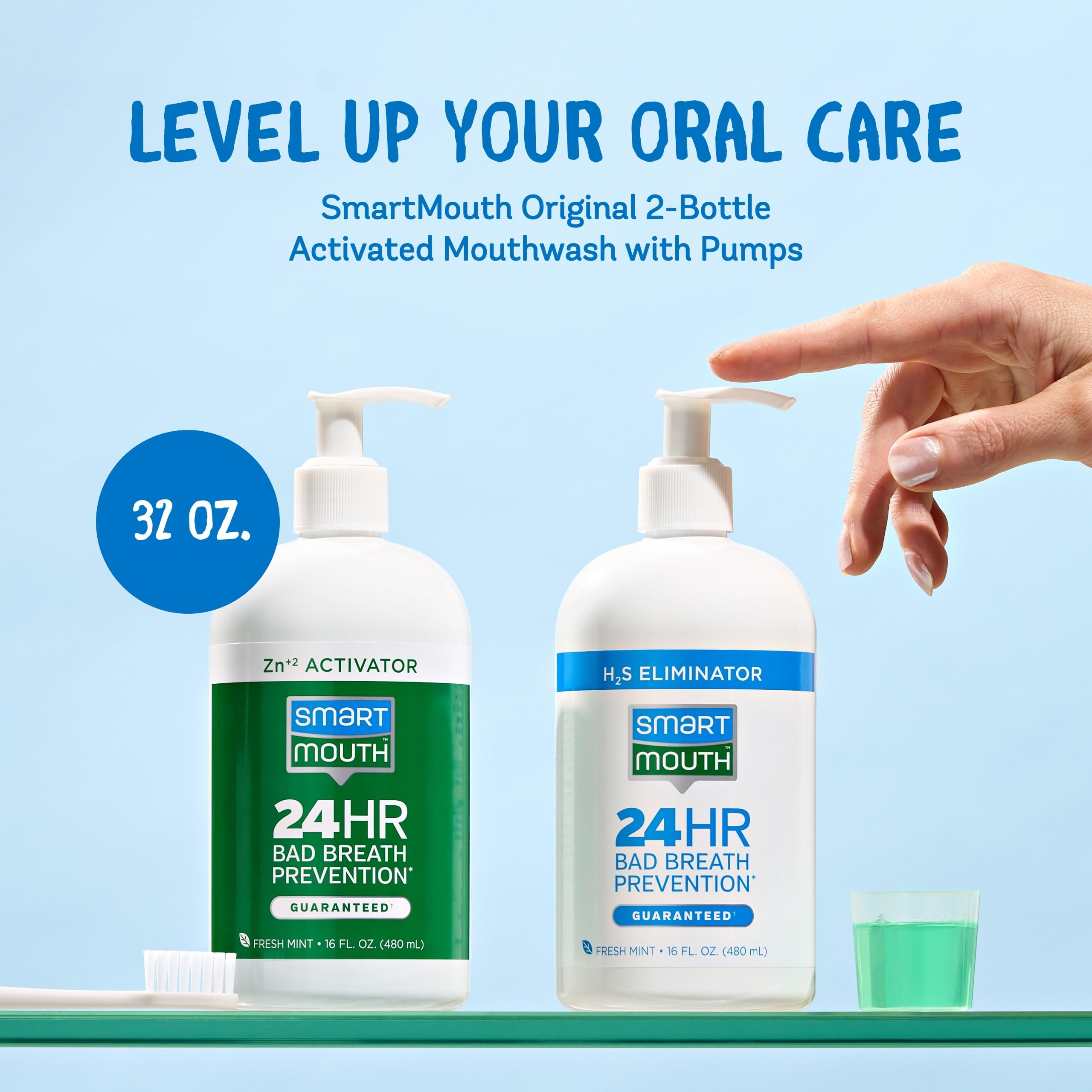 Side view of SmartMouth dual-bottle packaging