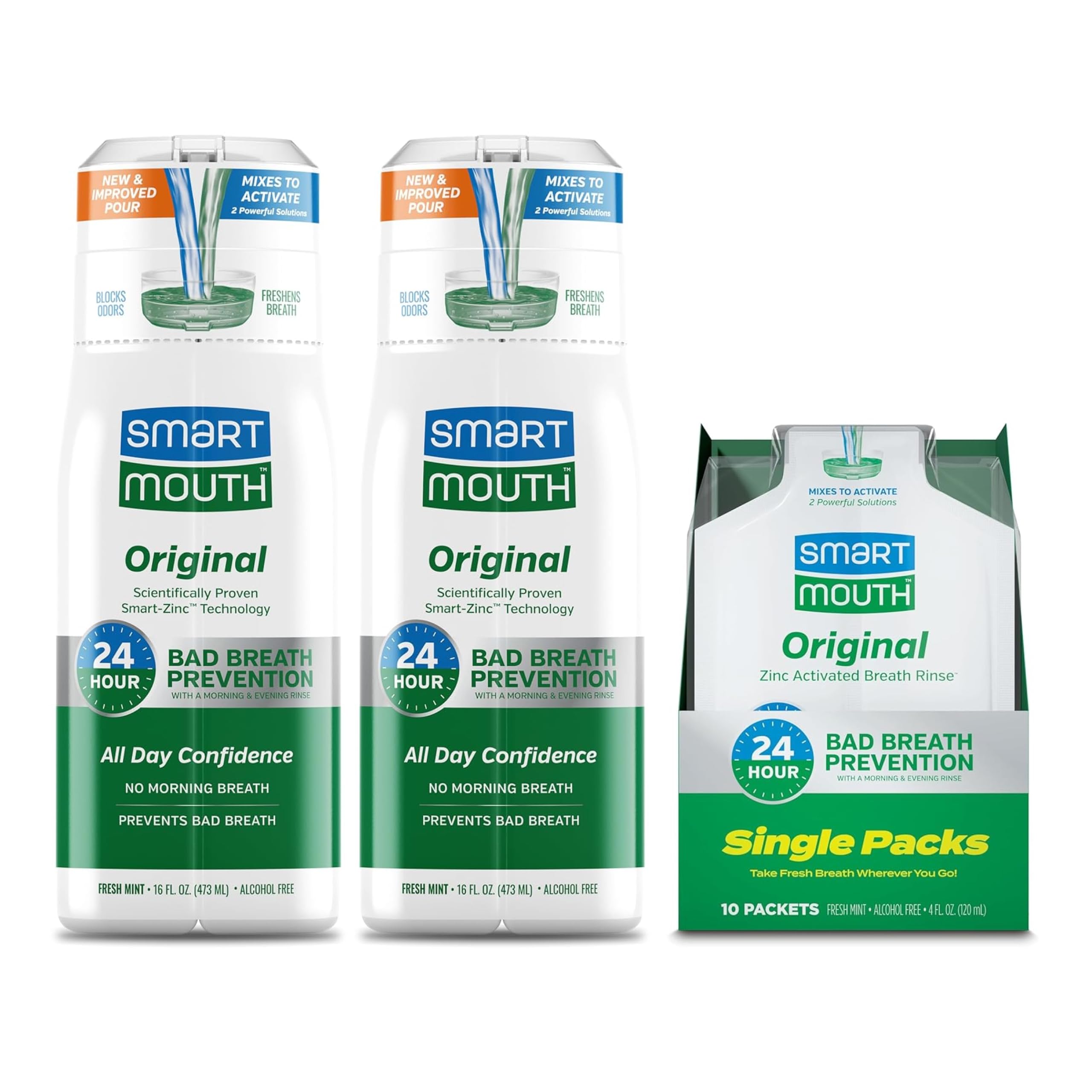 SmartMouth Original Activated 2-Pack Mouthwash bottle in Fresh Mint