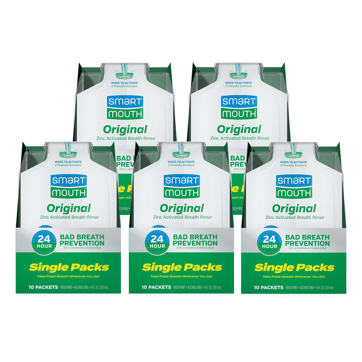 SmartMouth Original Activated Mouthwash Fresh Mint – bottle and 50-pack box