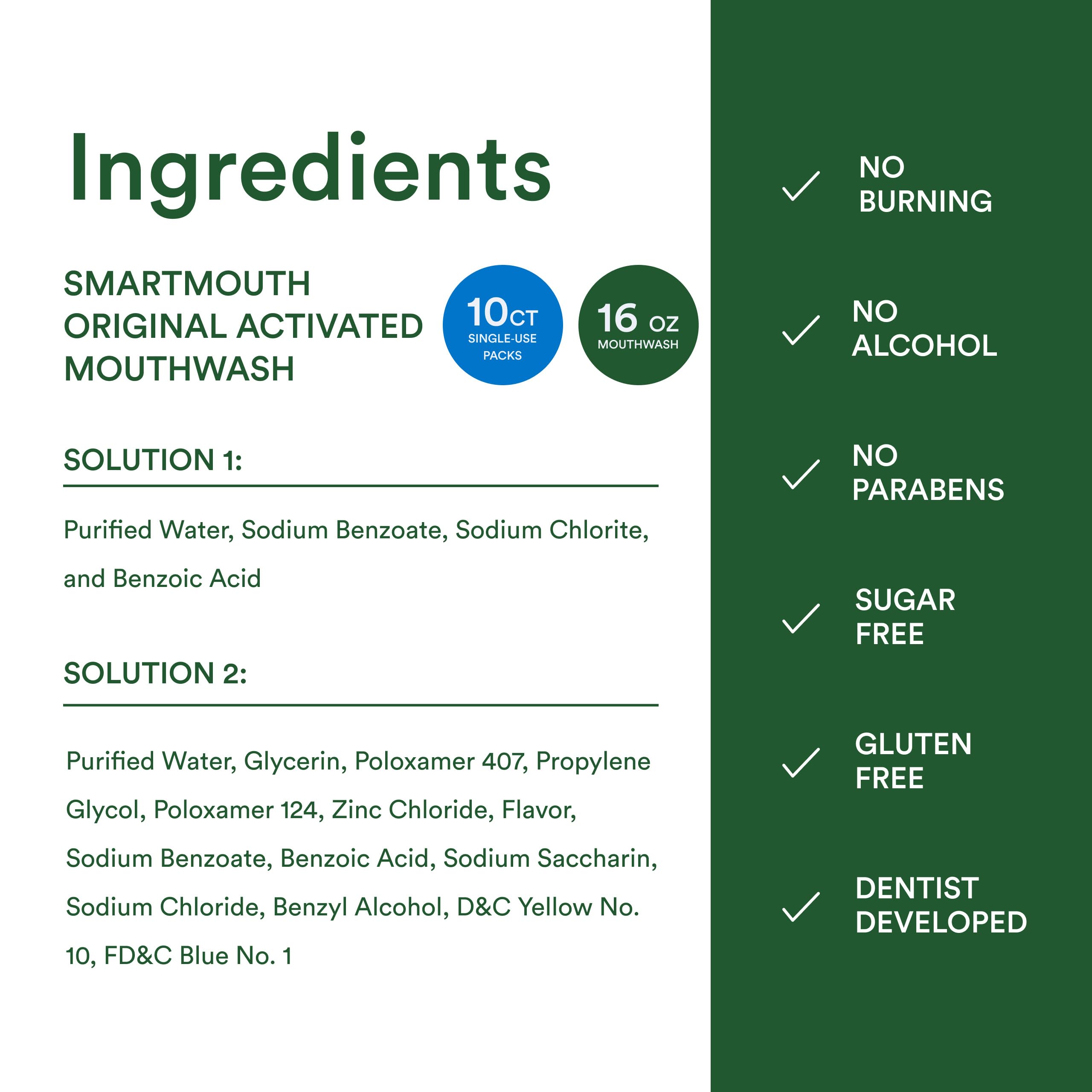 SmartMouth Fresh Mint mouthwash bottle with flat lay