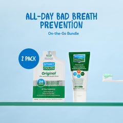 Travel-size oral rinse packs for on-the-go