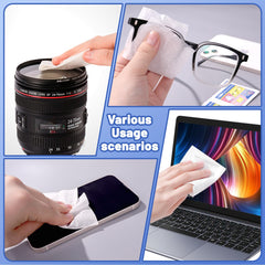 Smartphone screen cleaning wipe on a phone screen