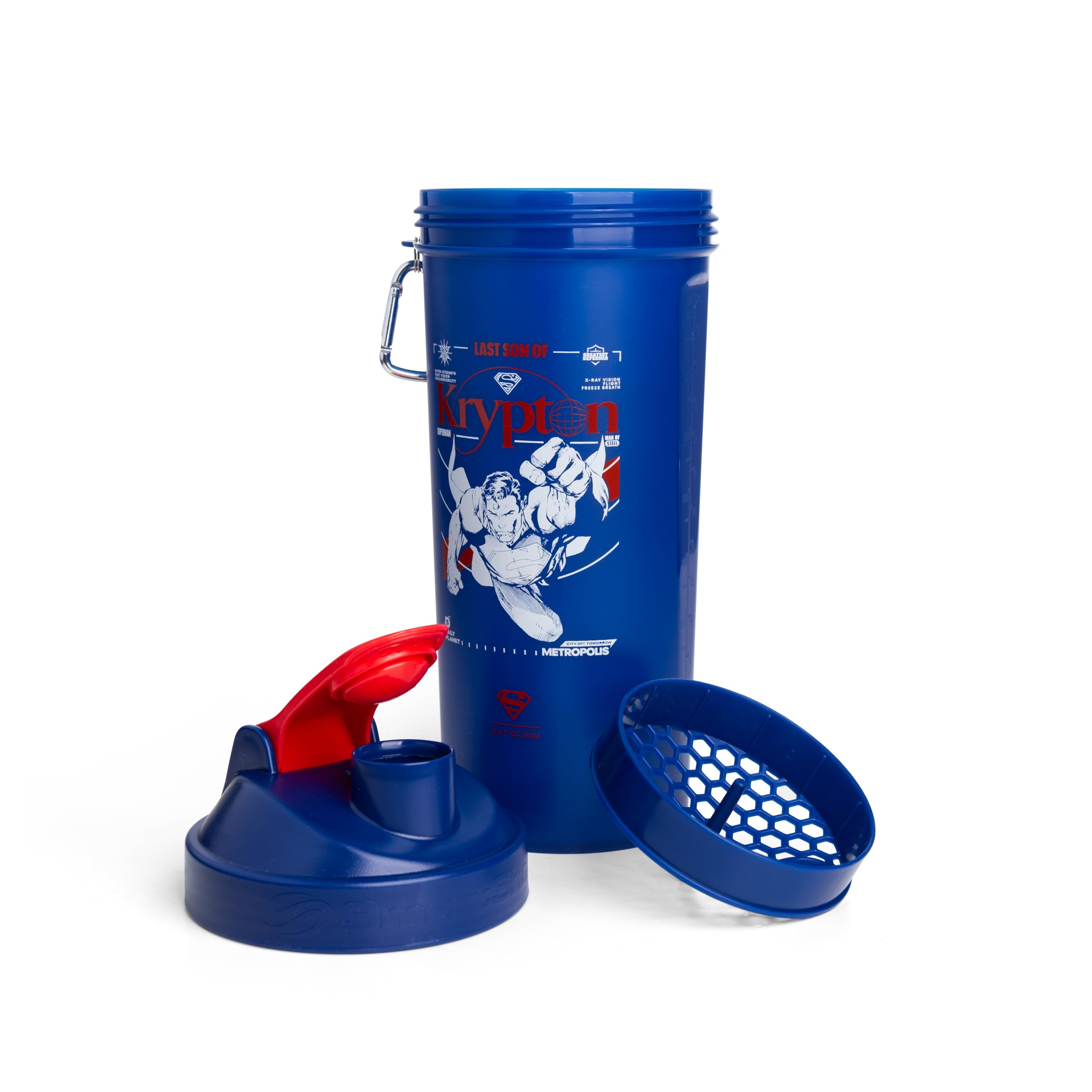 Signature mixer net in place for smooth mixing – Smartshake 33 oz (Superman edition)