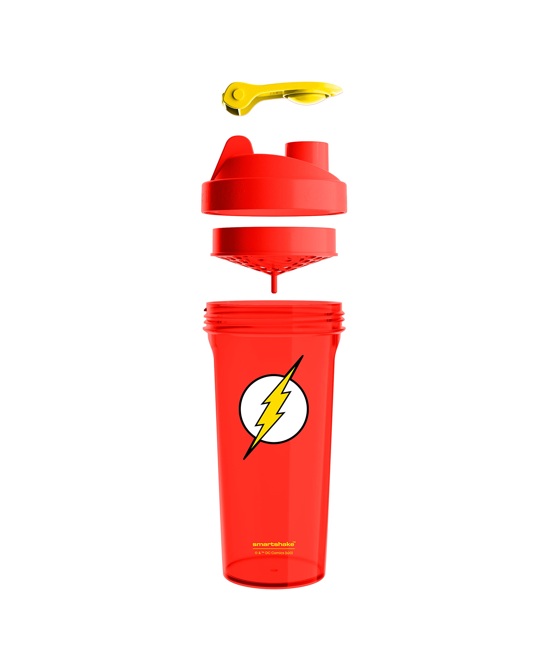 Smartshake Lite Justice League bottle back logo shows sturdy, BPA-free construction.