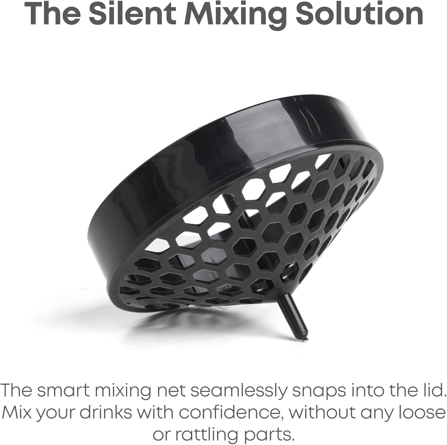 Smartshake Lite Justice League bottle open with mixer-net for smooth mixing.