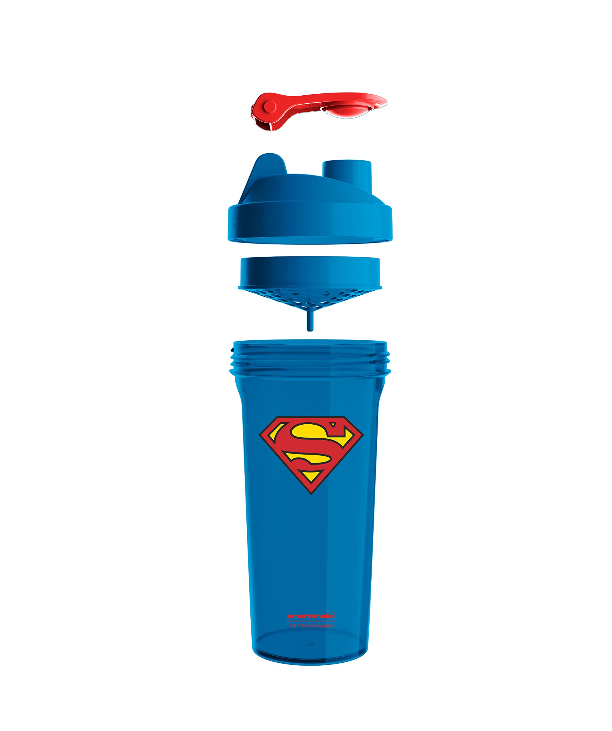 SmartShake Lite Superman bottle flip-top guard prevents spills.