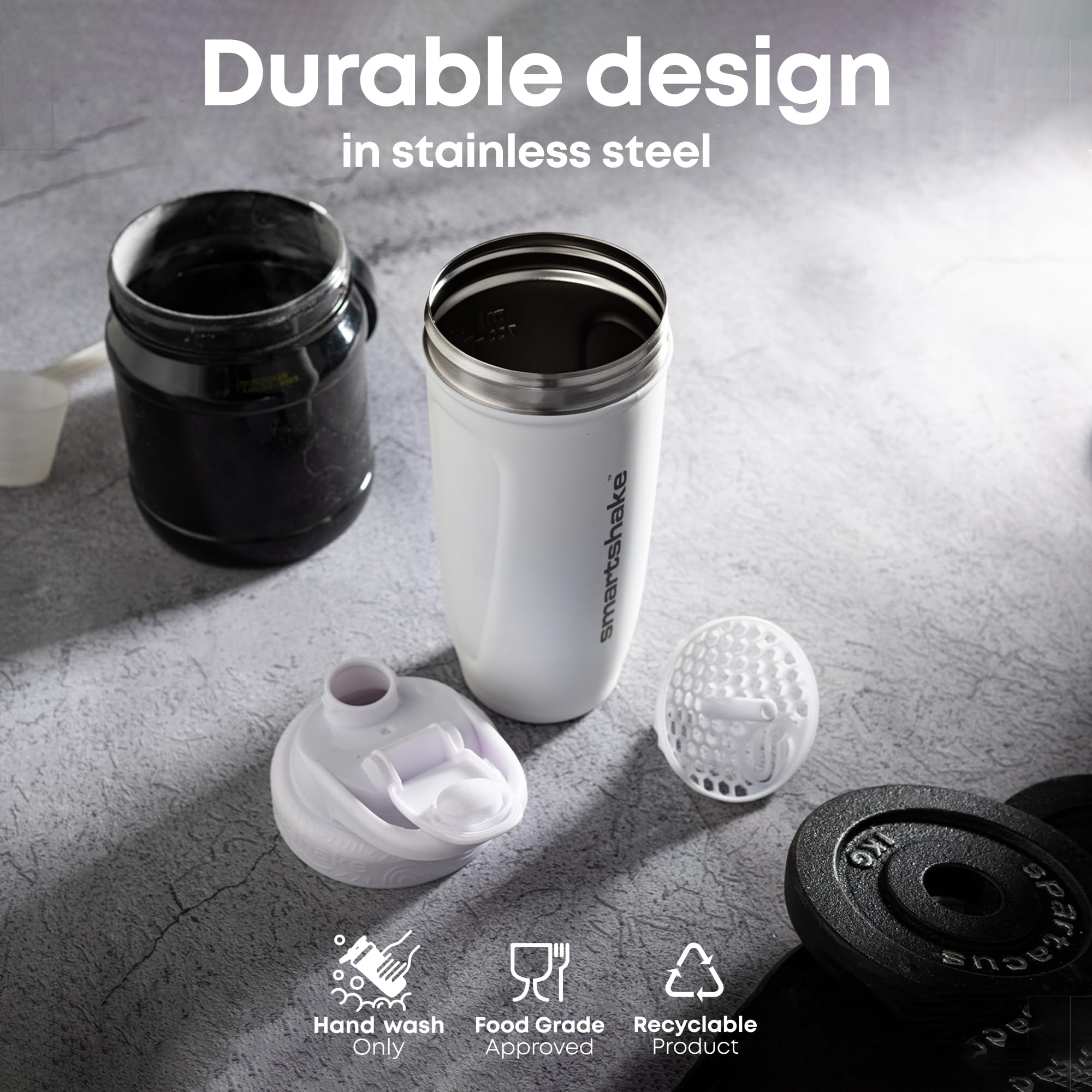 Smartshake Reforce matte powder-coated finish provides non-slip grip during intense sessions