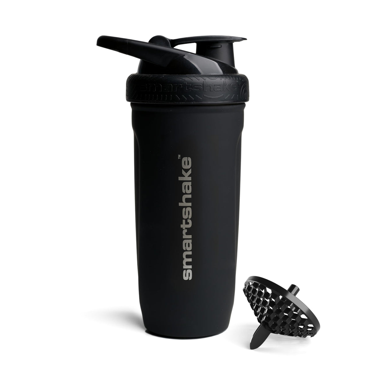 Smartshake Reforce stainless steel bottle front view highlights rugged durability for gym use