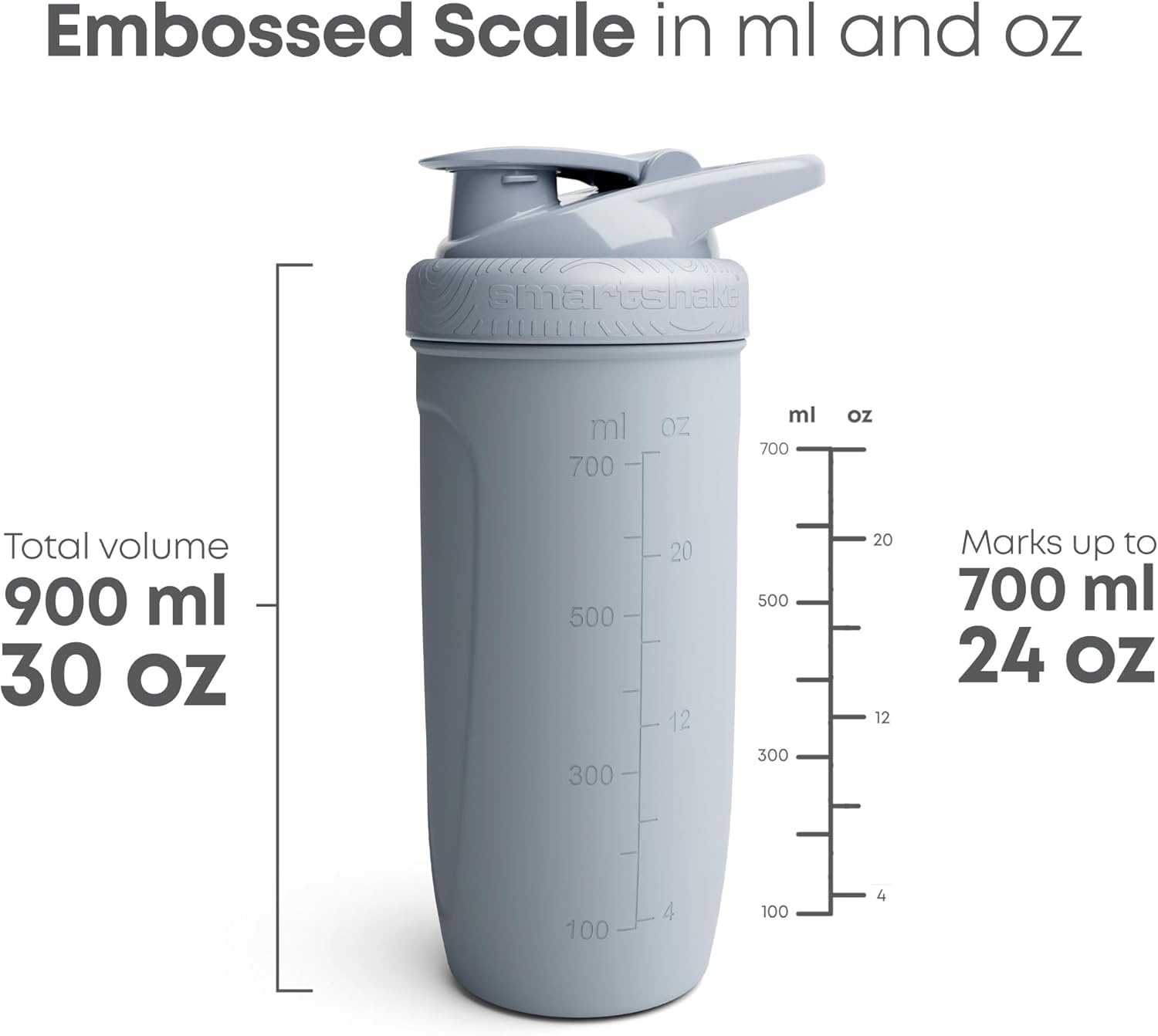 Close-up of reinforced stainless steel shaker bottle 900 ml