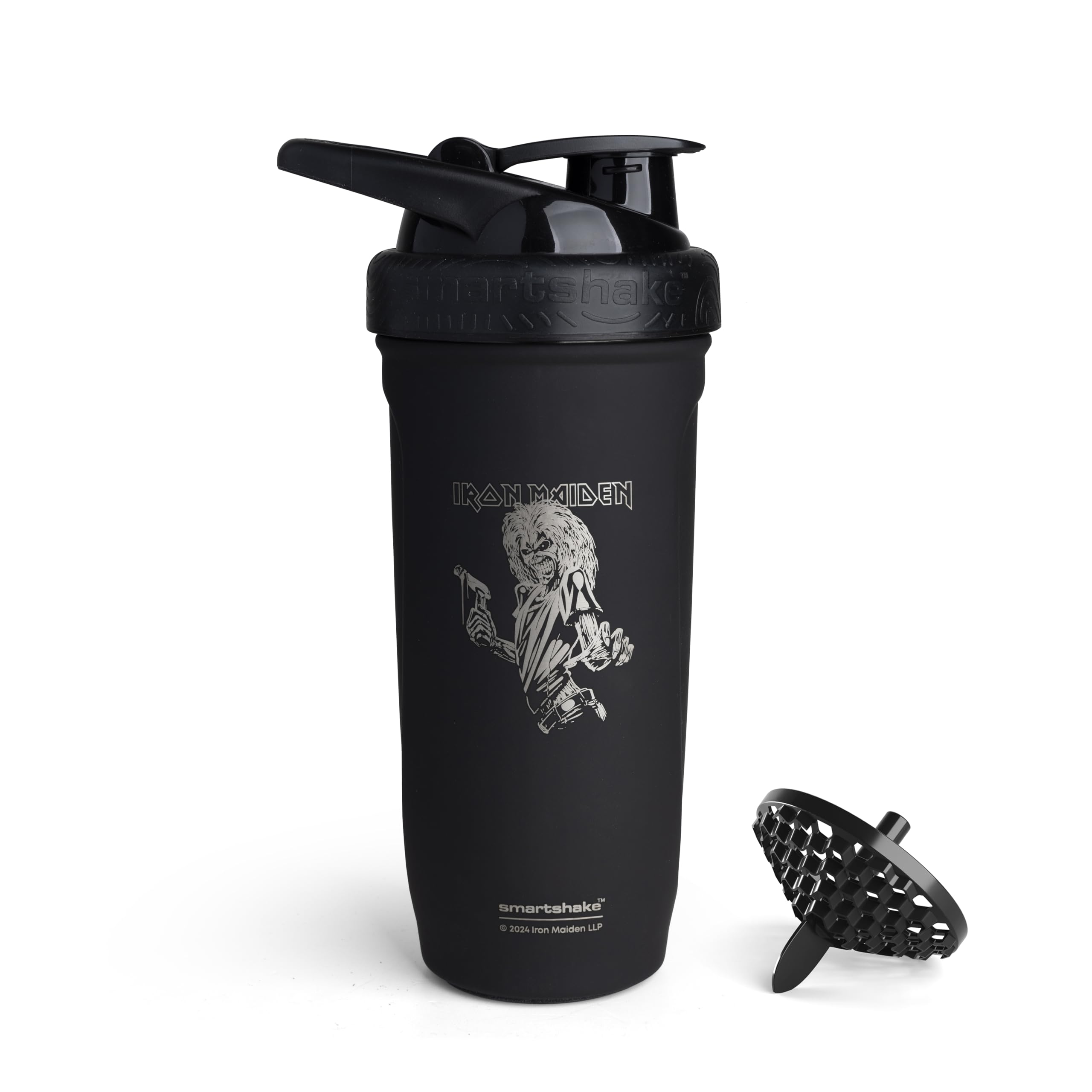 Smartshake Rockband Reforce bottle top-lid demonstrating leakproof reliability for on-the-go shakes.
