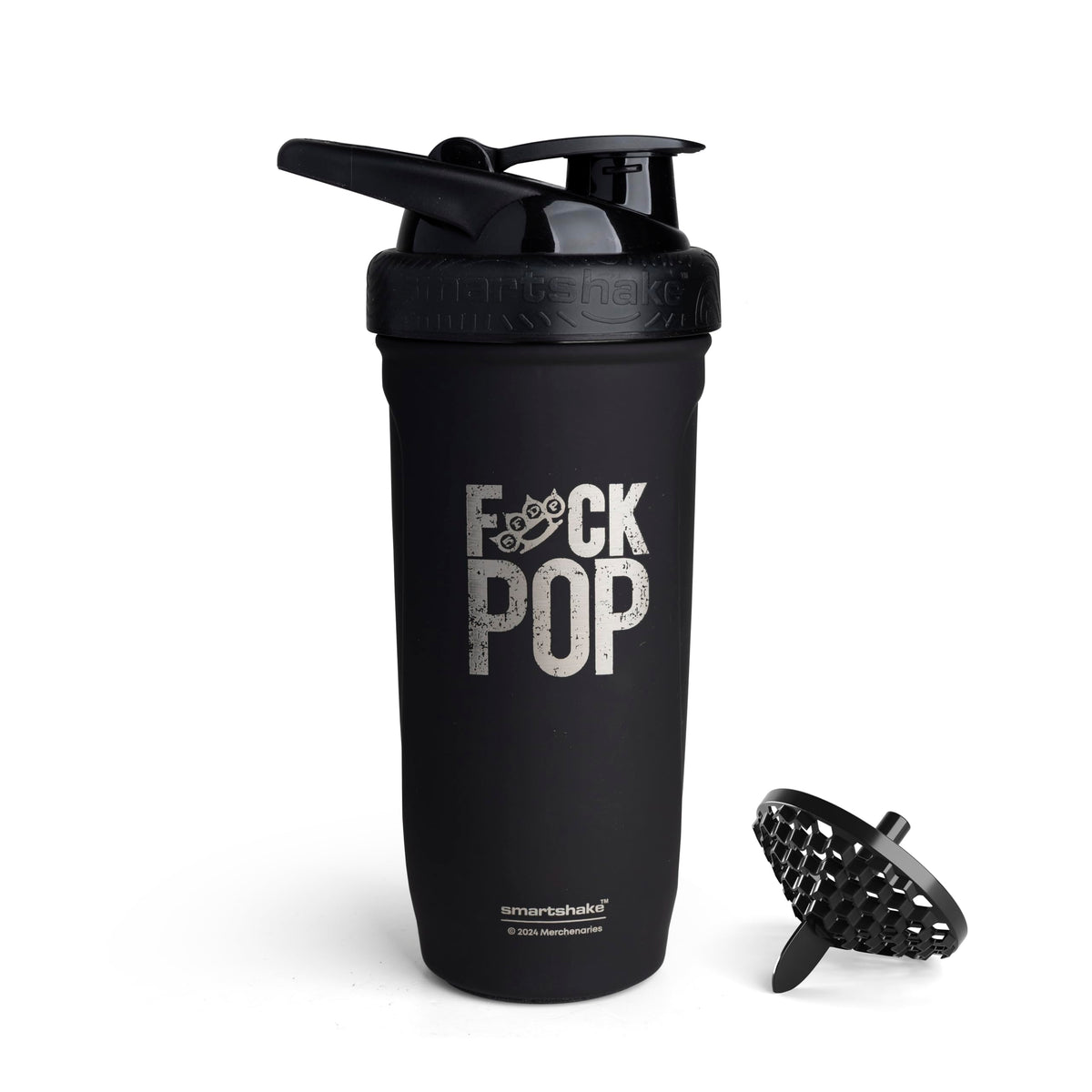Smartshake Rockband Reforce bottle top view showcases leakproof lid for secure gym hydration