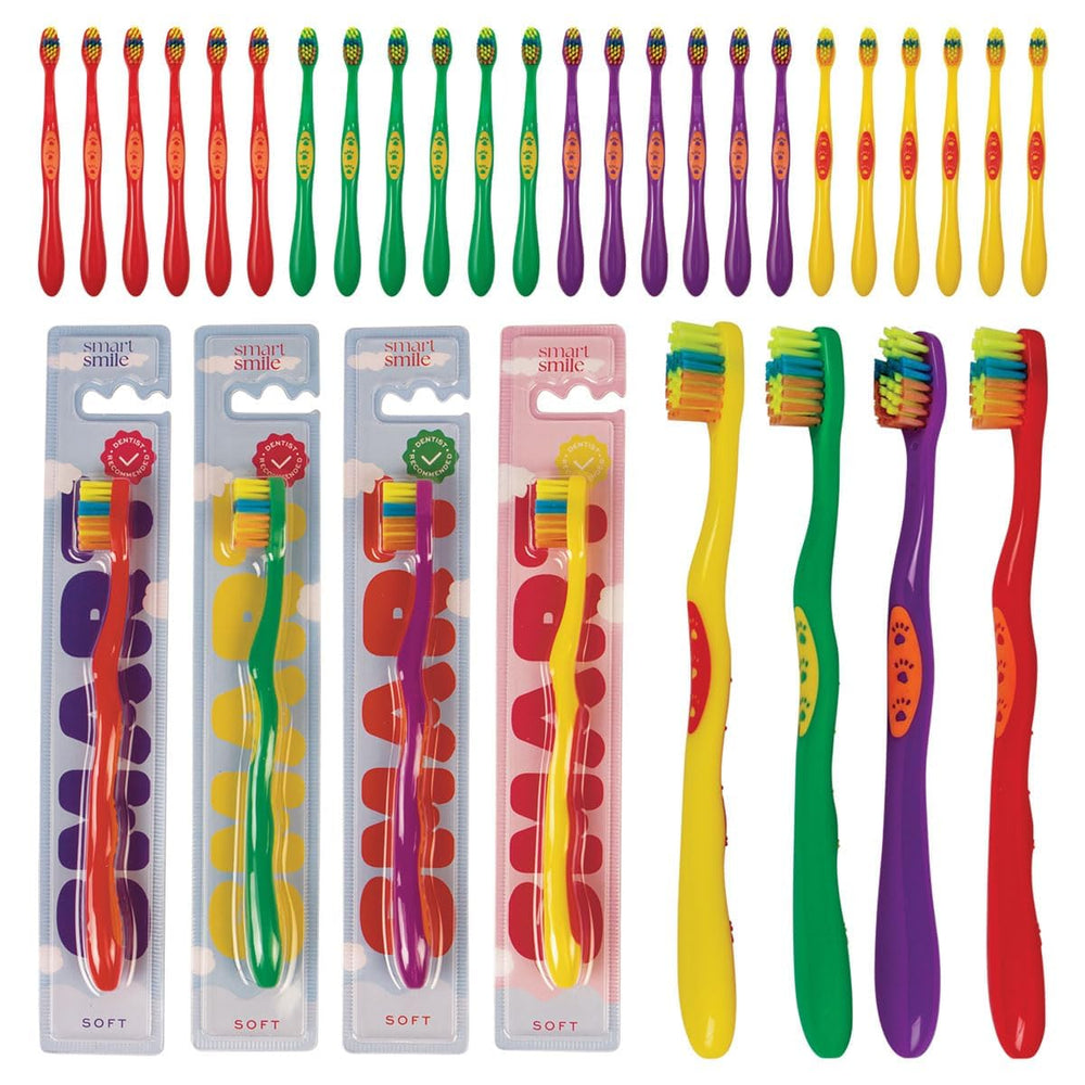 SmartSmile 72-piece bulk kids toothbrushes blister-pack packaging