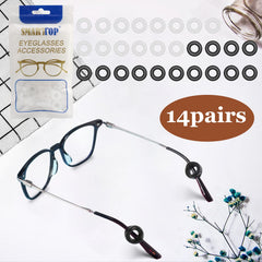 Close-up of clear silicone eyeglass ear grip