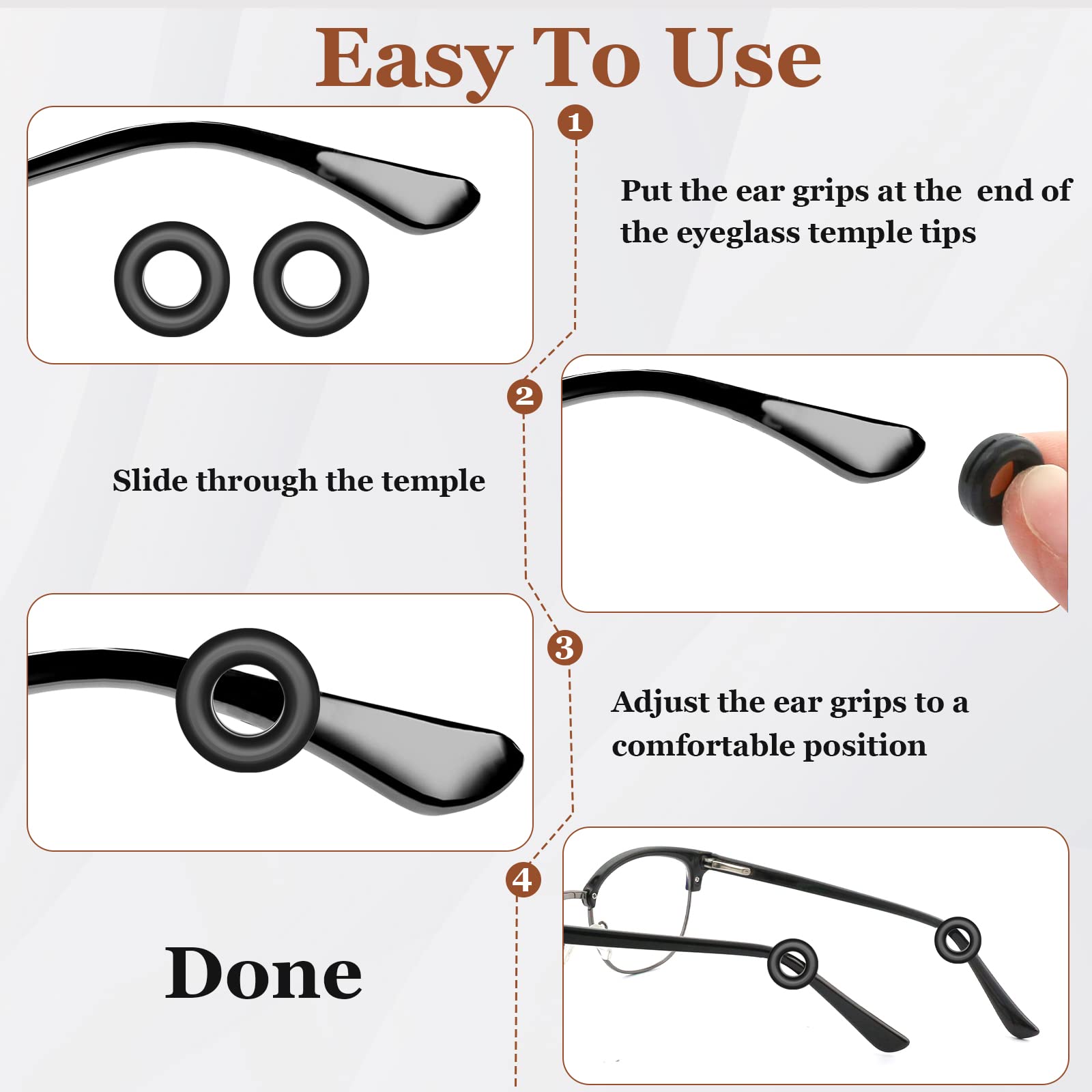 Glasses wearing anti-slip ear grips during outdoor activity