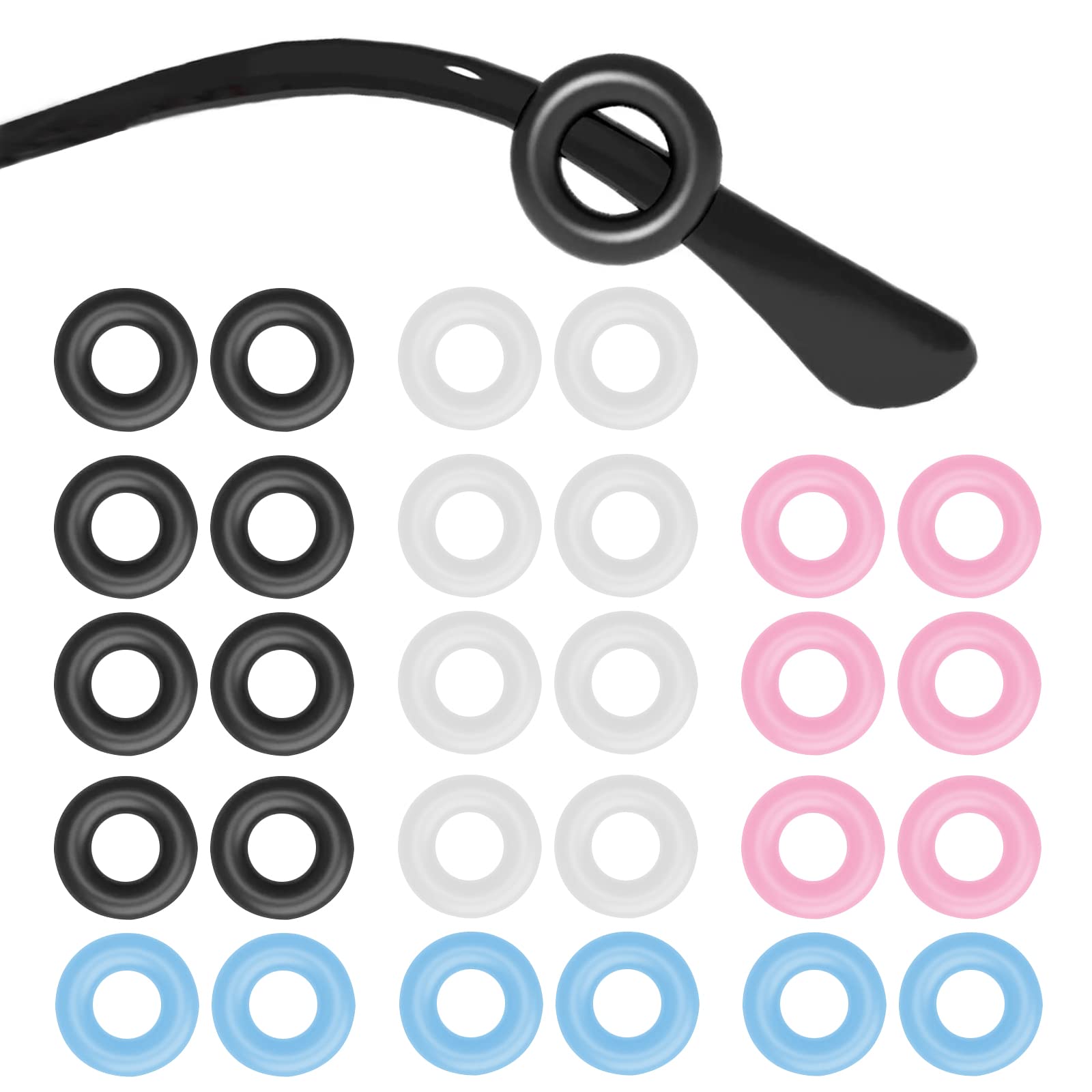 Black silicone eyeglass ear grips for glasses temple tips