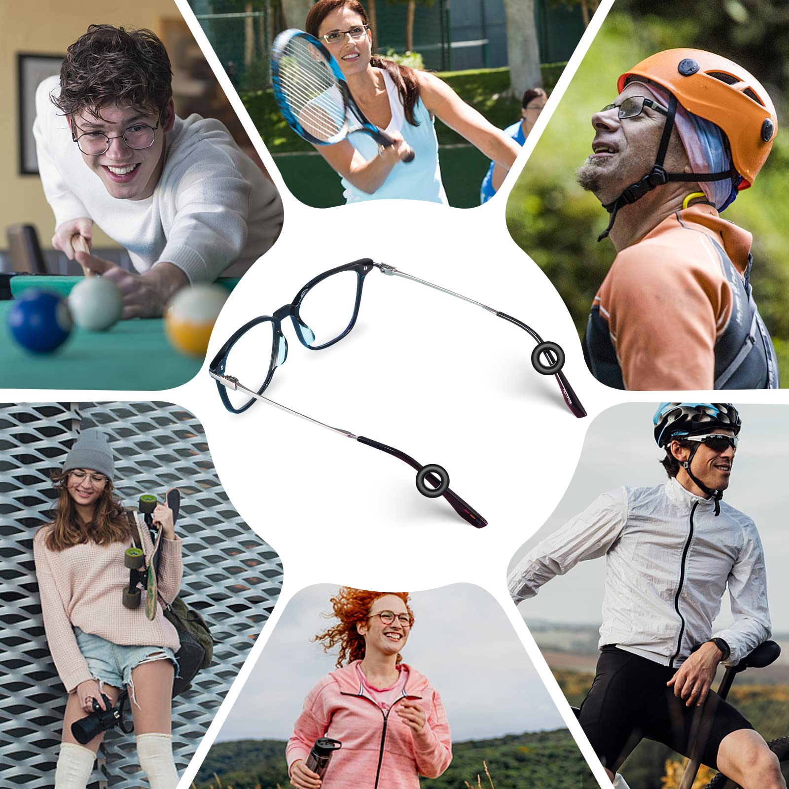 Glasses wearing SMARTTOP anti-slip ear grips during activity