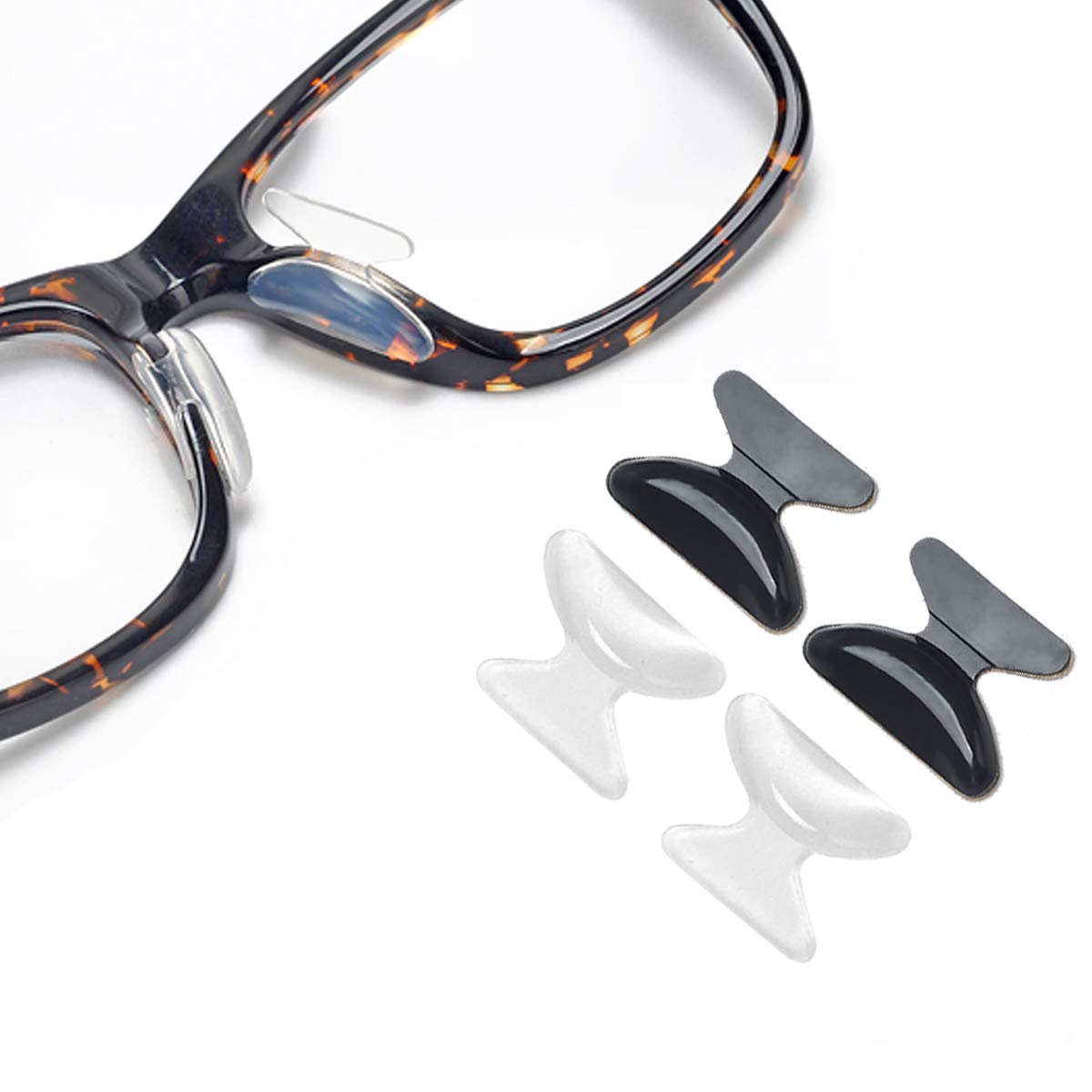 SmartTop 2.5mm nose pads pack: 12 pairs in black and clear