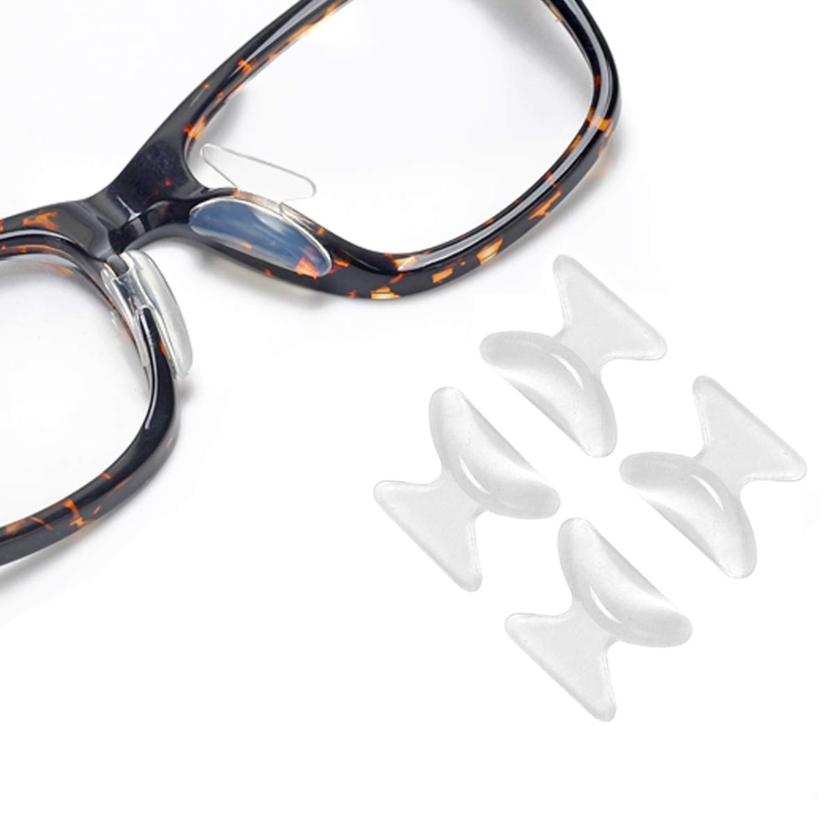 Clear 2.5mm silicone eyeglass nose pads close-up