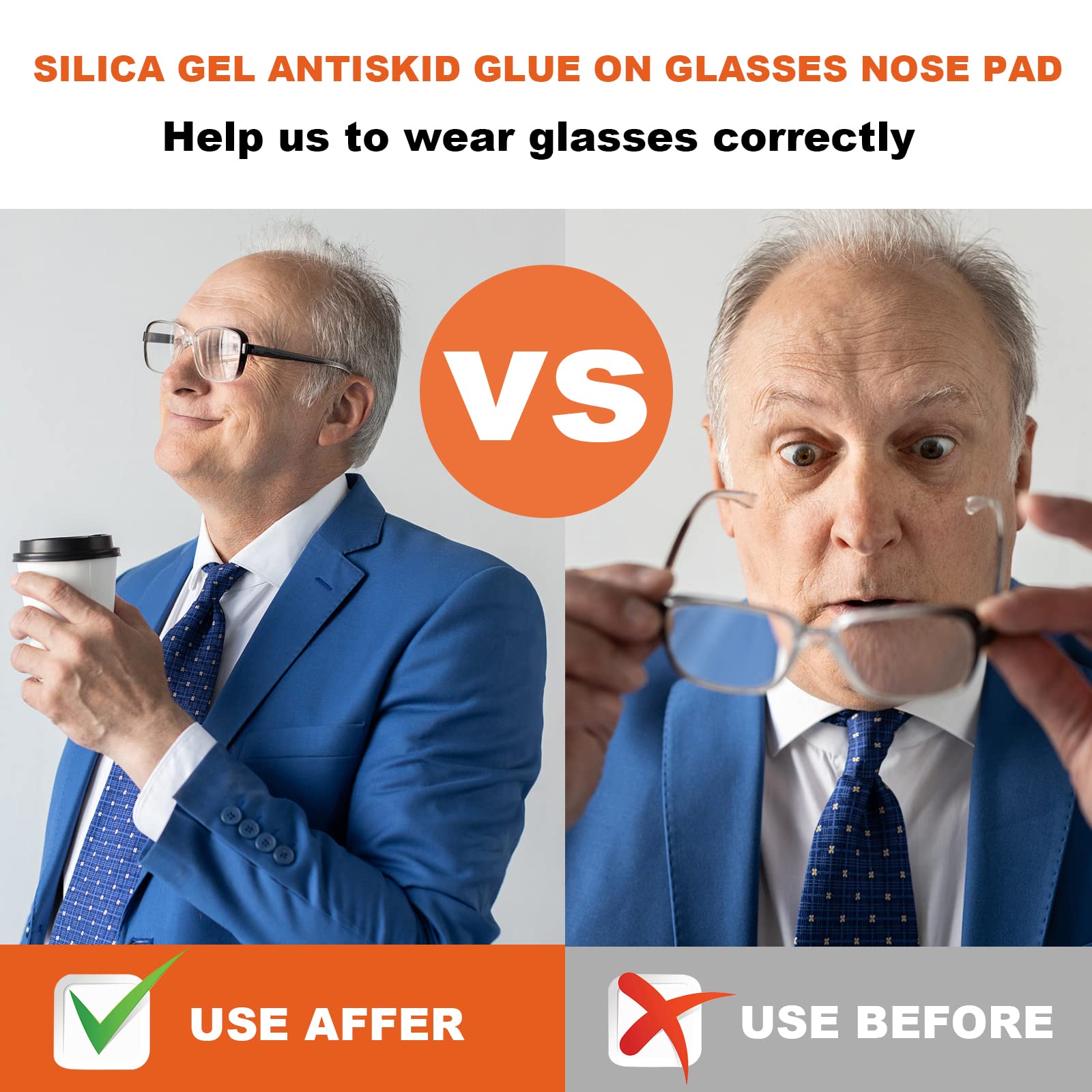 Applying nose pads to eyeglasses after alcohol wipe