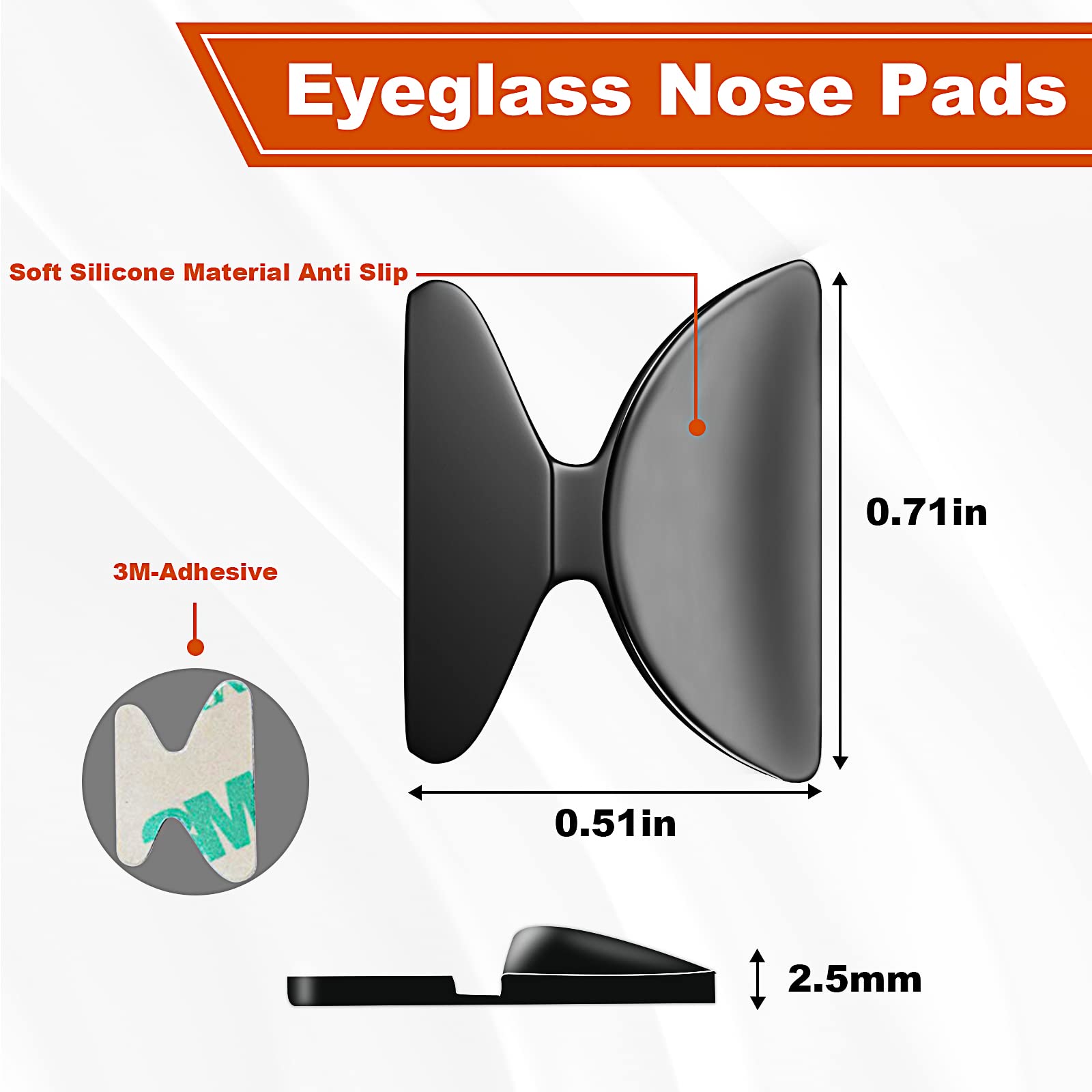 Self-adhesive nose pads being prepared for application to glasses