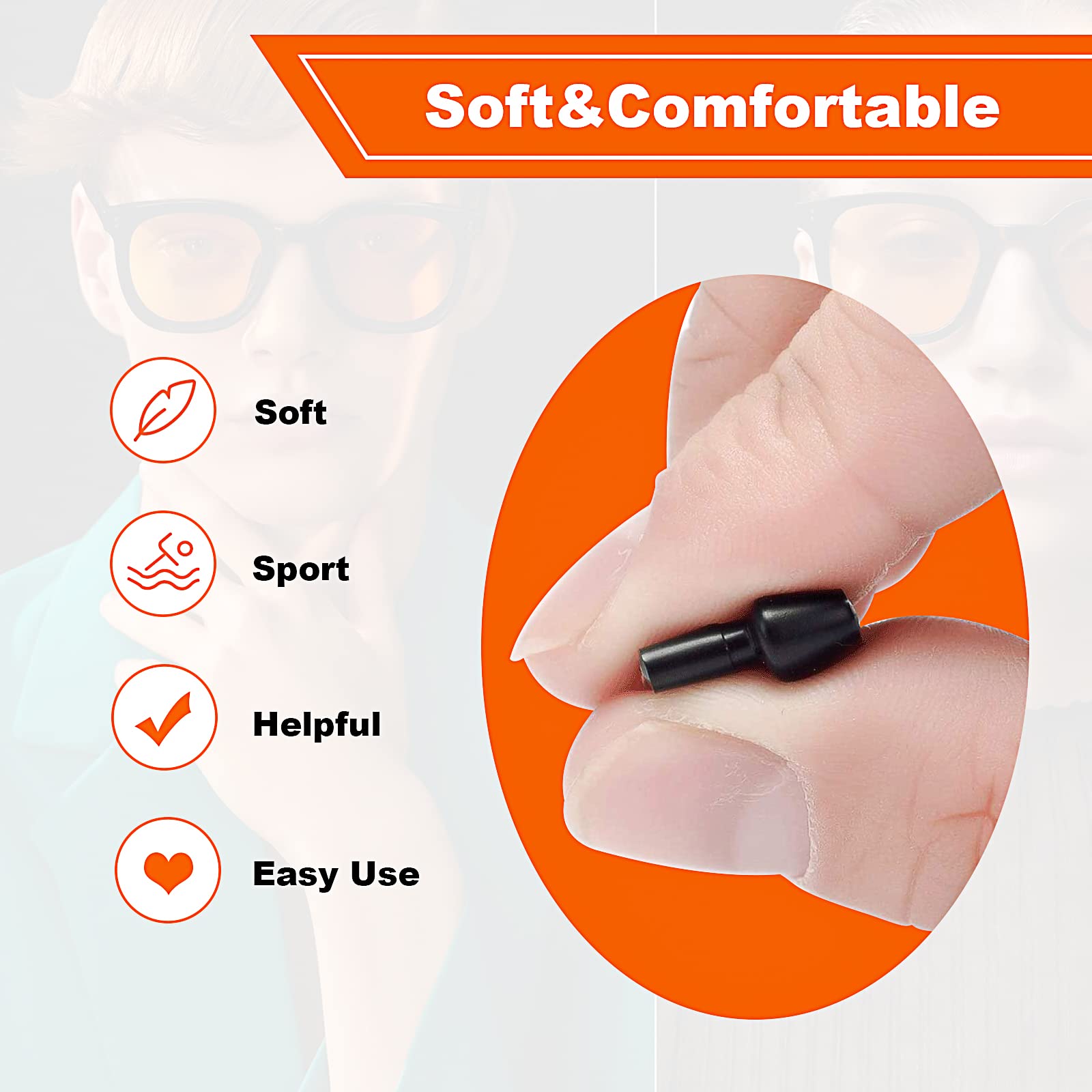 Soft silicone nose pads in clear for glasses