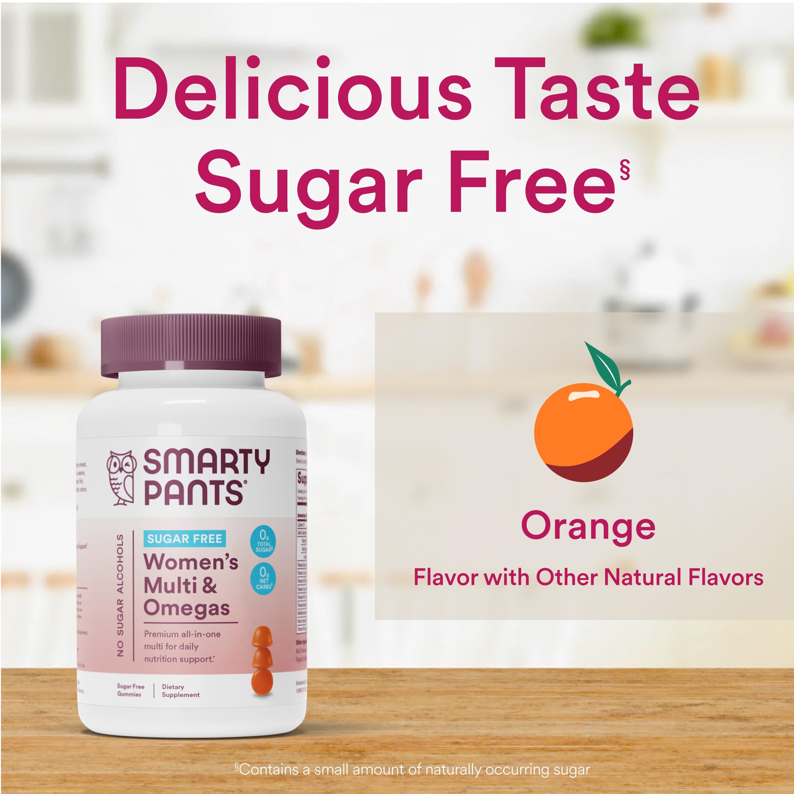 SmartyPants gummies in hand showing recommended three‑gummy serving