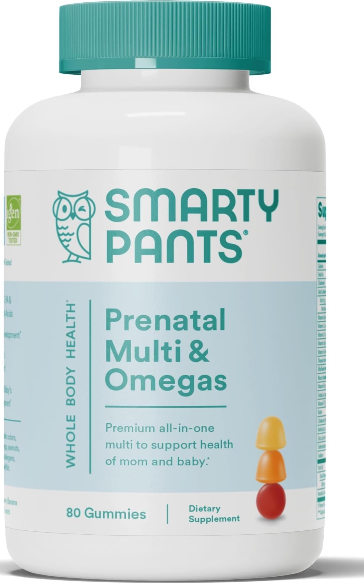 SmartyPants front packaging showing prenatal gummy bottle and brand