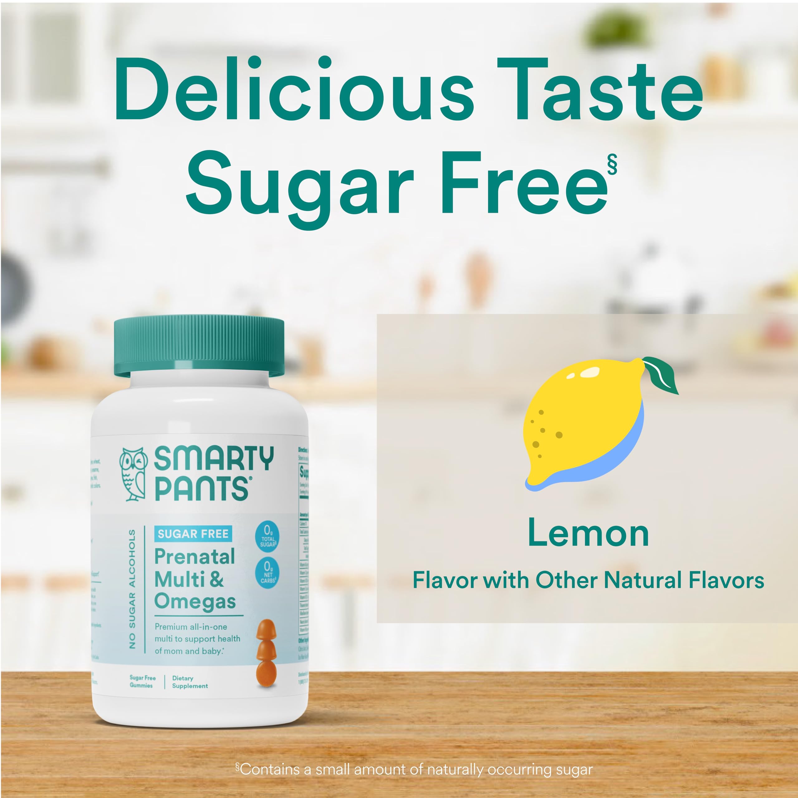 SmartyPants omega-3 ALA ingredient visual with lemon, indicates essential fats