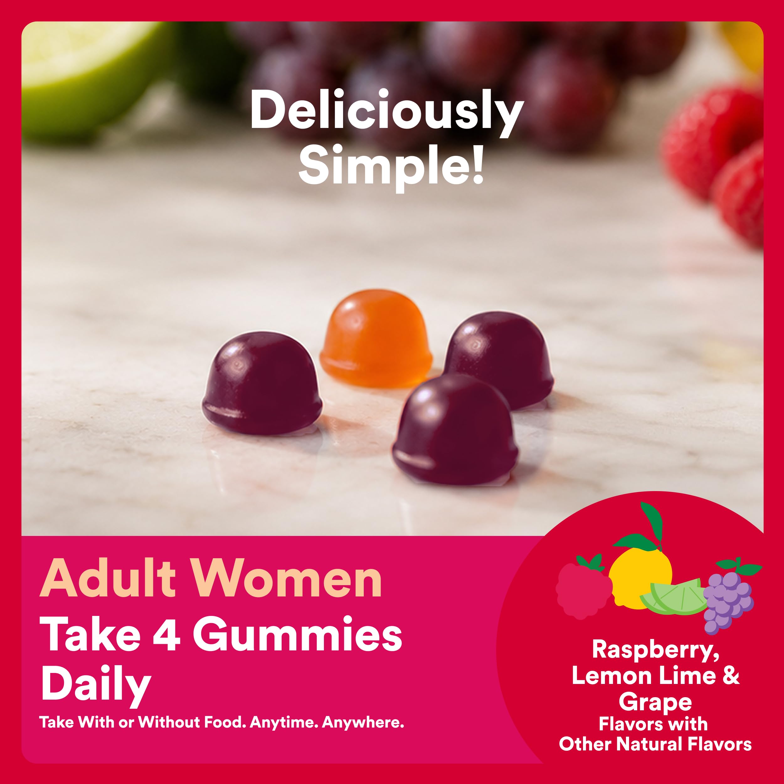 Gummies beside a ruler to show size and portion control for adults
