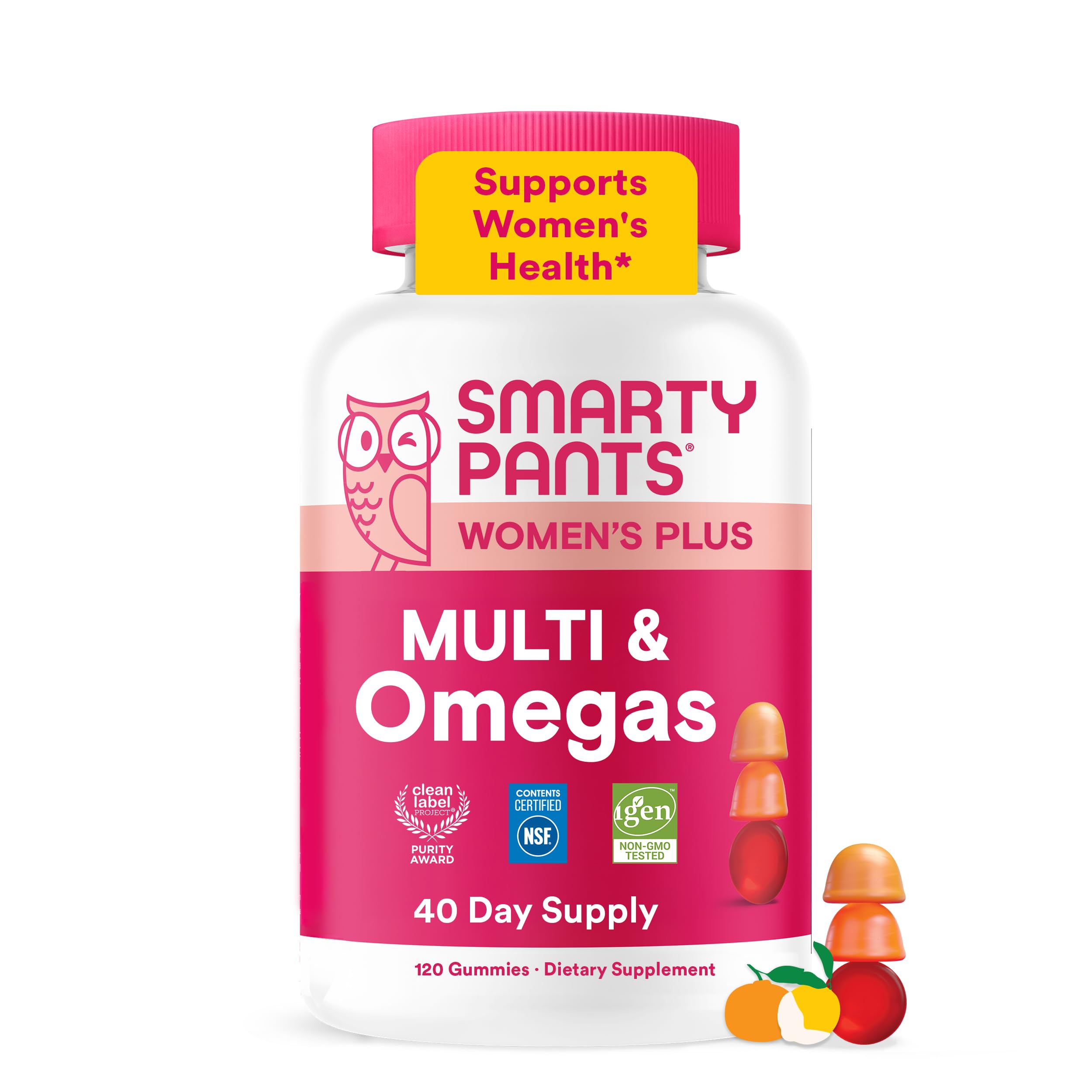 SmartyPants front bottle packaging showing product name and count, clear display benefit