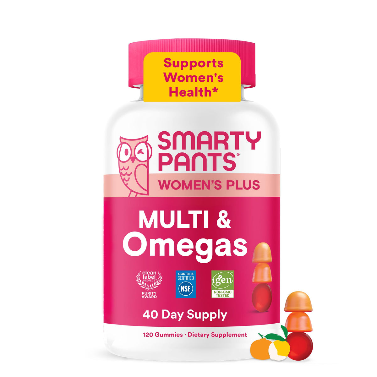 SmartyPants front bottle packaging showing product name and count, clear display benefit