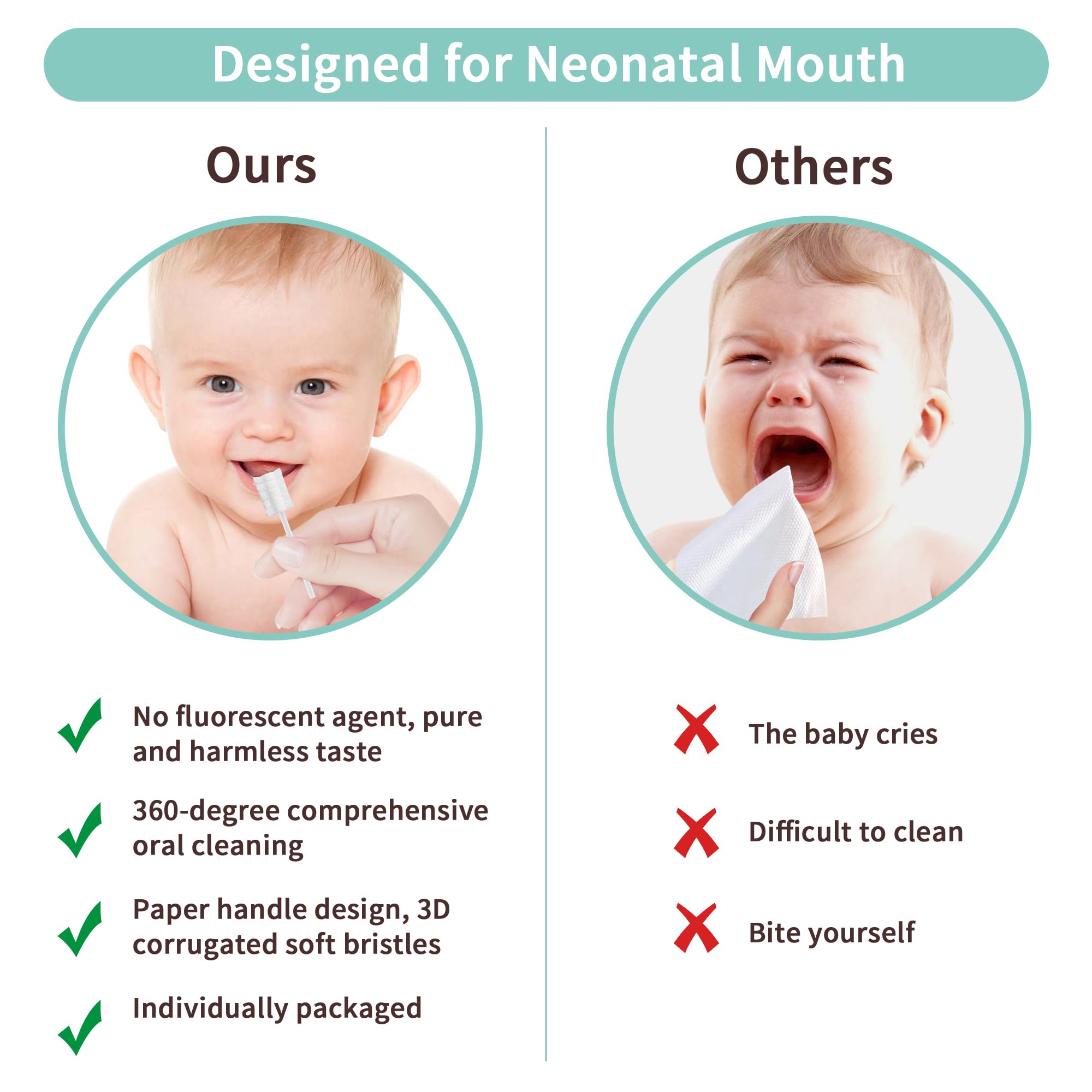 Soft-bristle brush to gently massage baby's gums