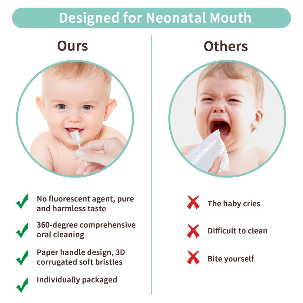 Soft-bristle brush to gently massage baby's gums