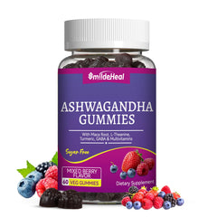 Bottle of SmildeHeal Ashwagandha Gummies with mixed berry flavor
