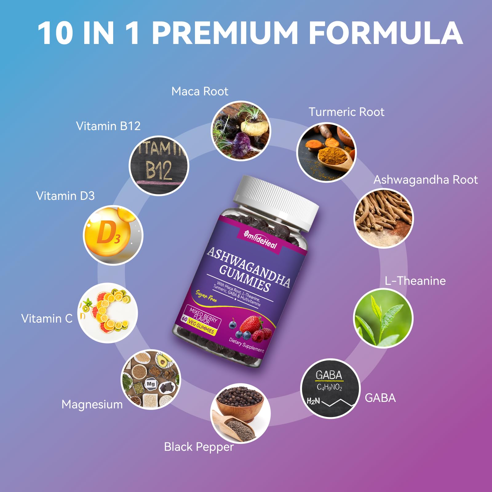 Label featuring turmeric, L-Theanine and GABA