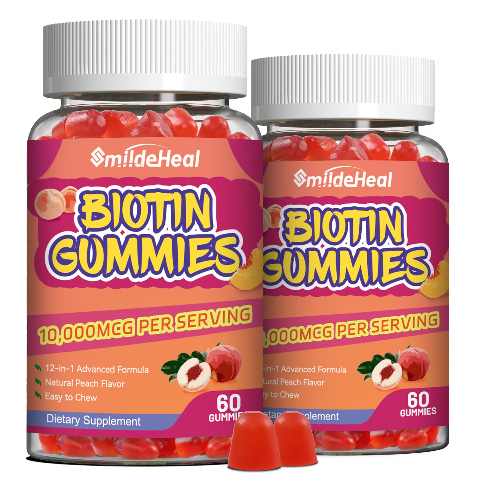 SmildeHeal Biotin Gummies bottle and label