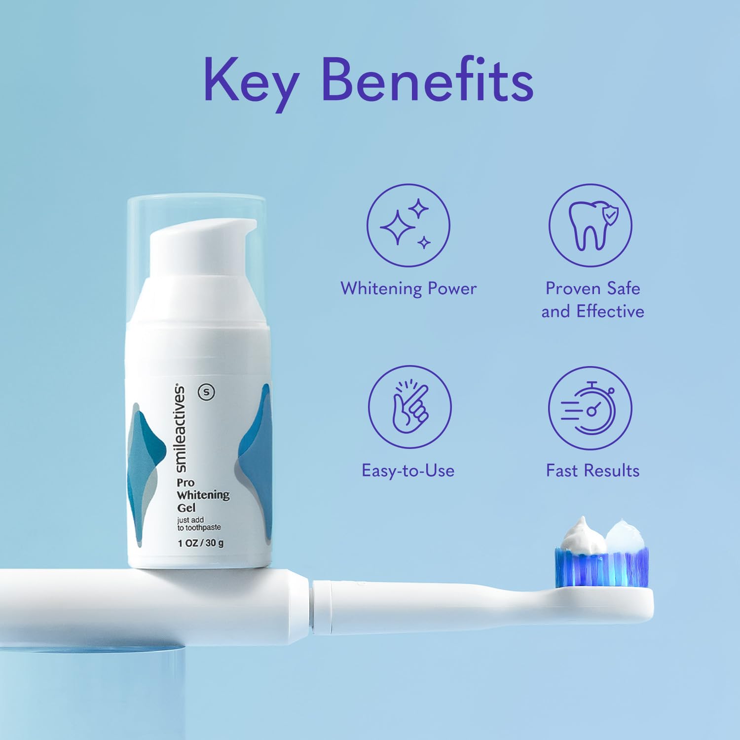 Demonstration of applying whitening gel with toothbrush